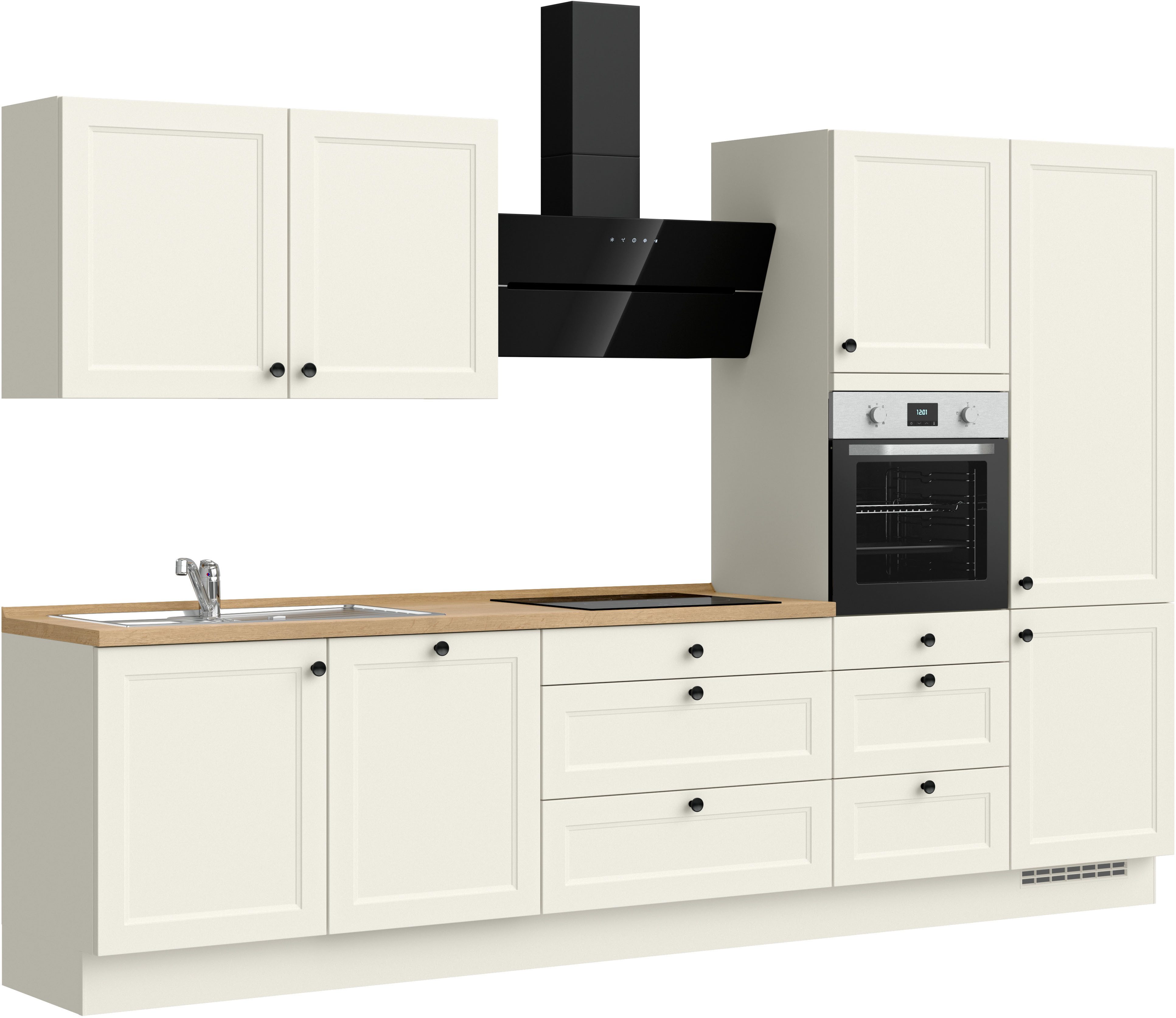 nobilia® Küche "Cascada II", NEU: individuell anpassbar mit gratis Profi-Beratung, vormontiert, Breite 330 cm, Ausrichtung wählbar, wahlw. mit E-Geräten