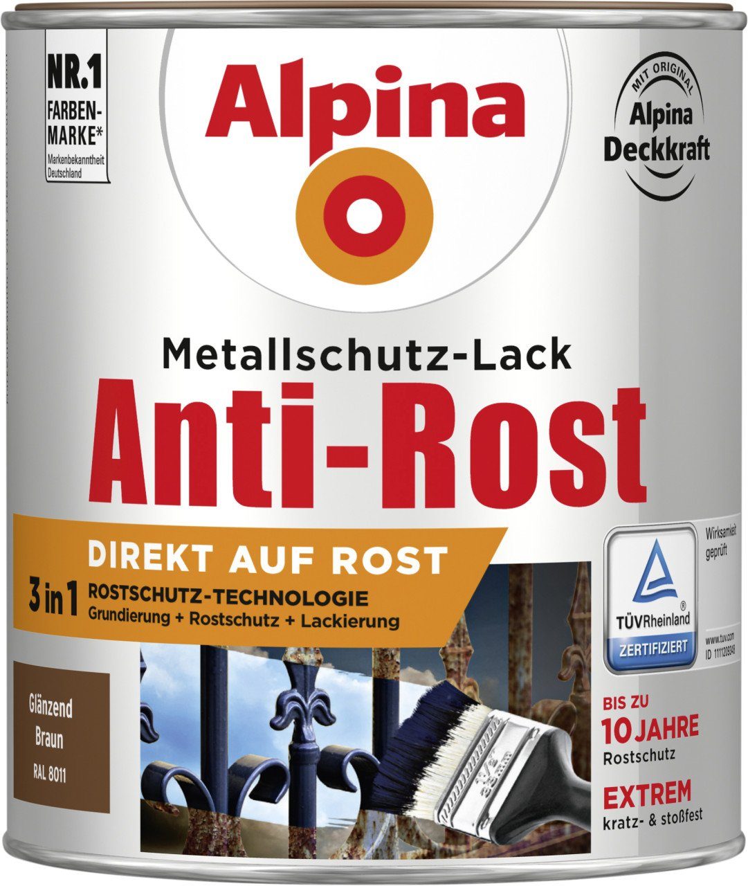 Metallschutzlack Anti-Rost Alpina 750 ml braun Alpina Metallschutz-Lack