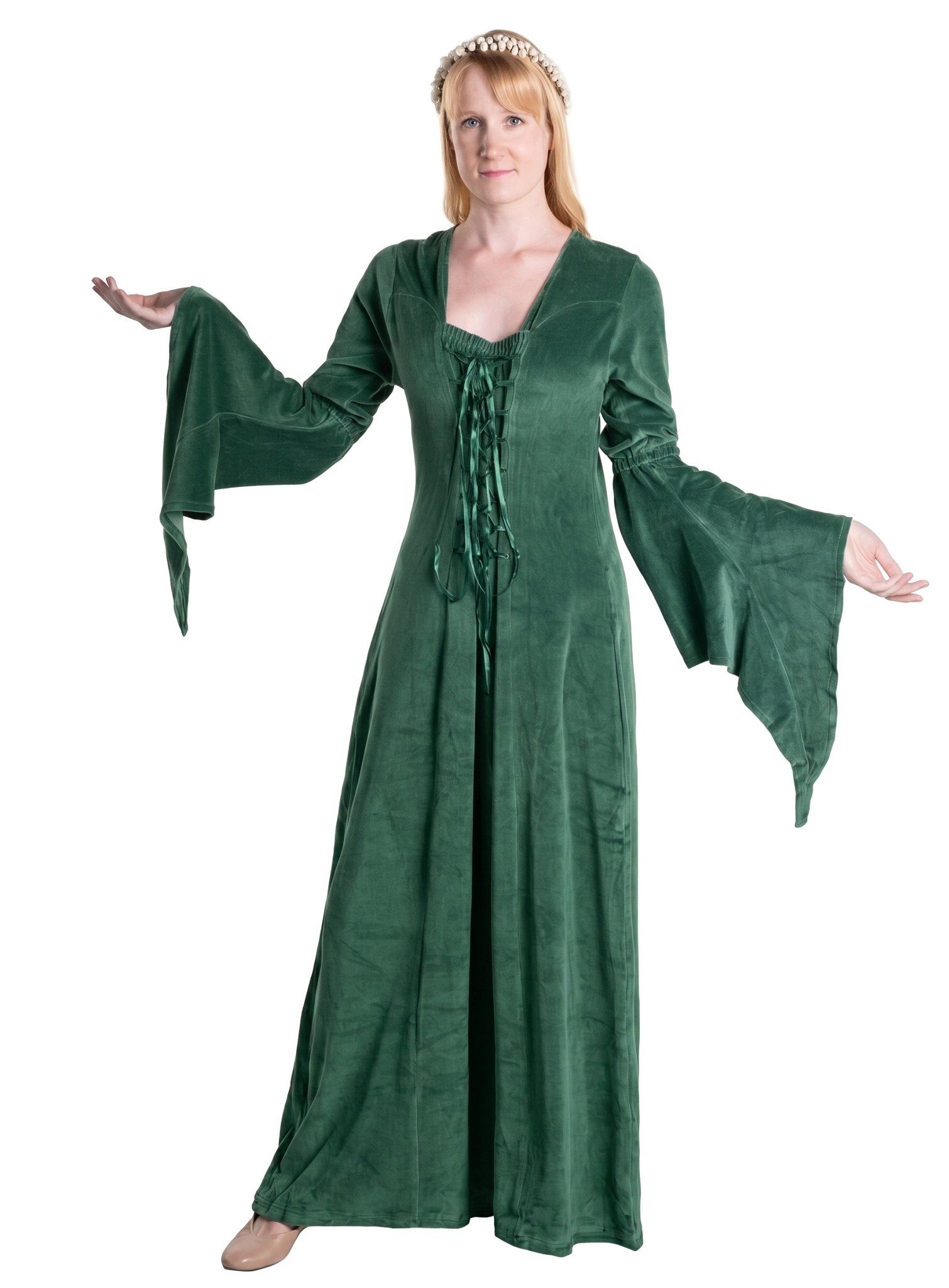 Metamorph Hexen-Kostüm Burgherrin Samtkleid grün, Hochwertige und authentische Mittelalterkleidung zu unschlagbar günst