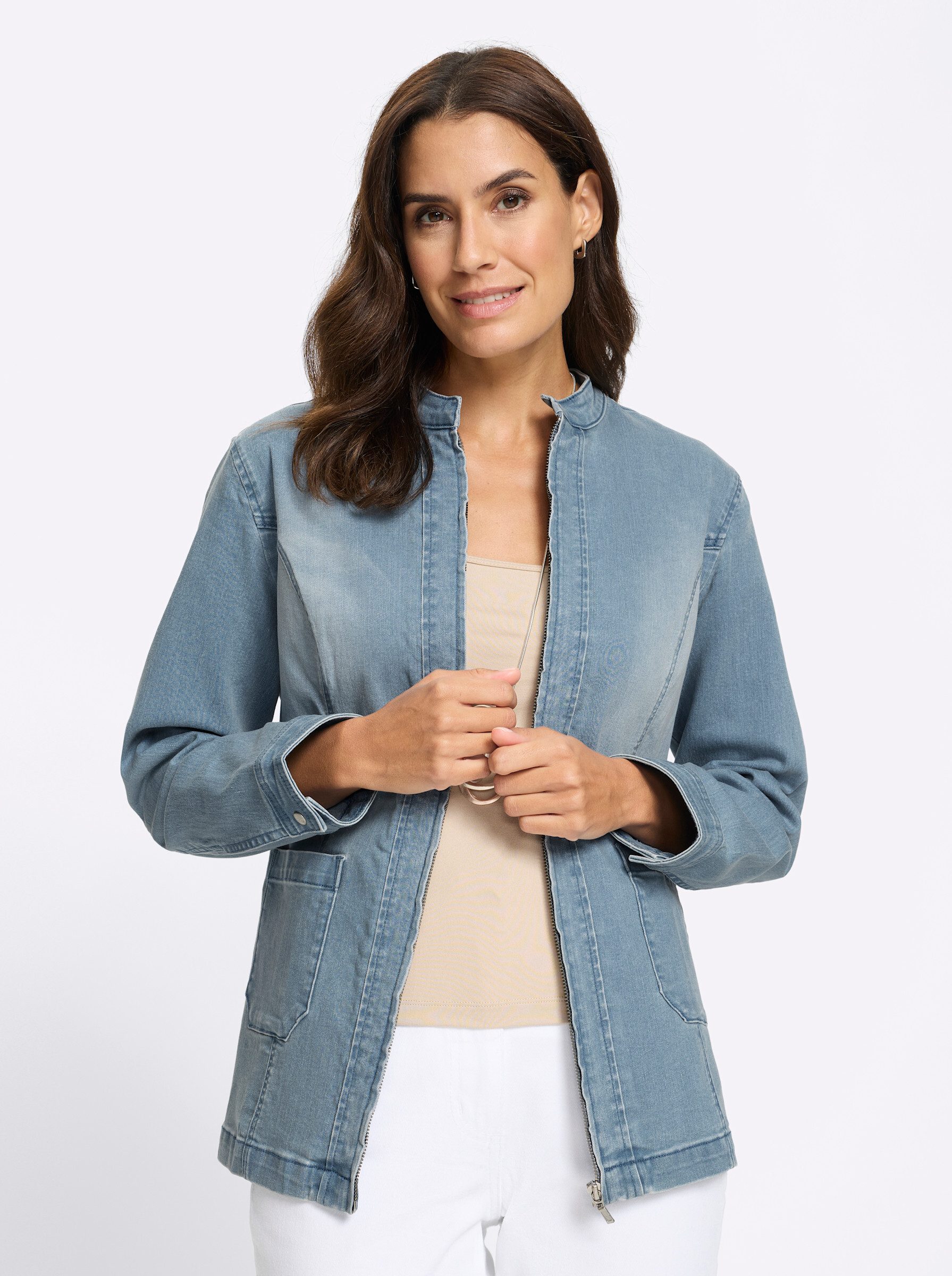 Witt Blusenblazer Jeans-Jacke Langarm
