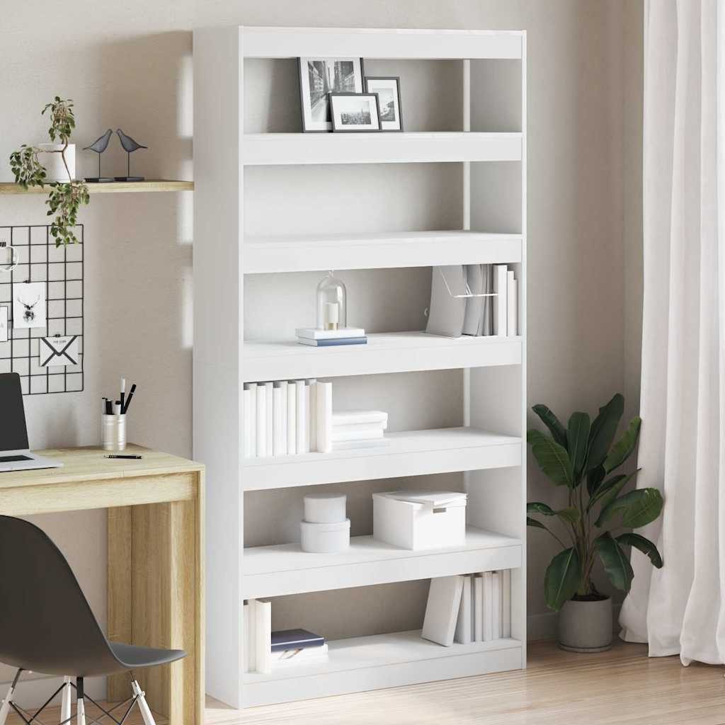 vidaXL Bücherregal Bücherregal 6 Ebenen 100 x 30 x 198 cm Holzwerkstoff Weiß, 1-tlg.