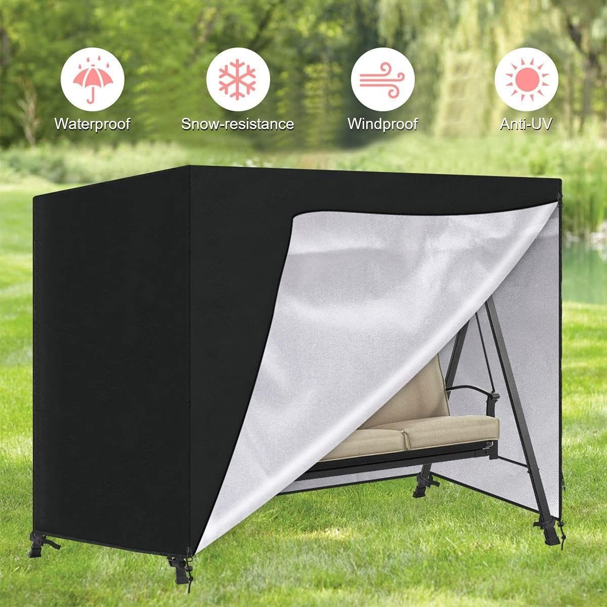 AURIVION Schutzhüllen-Sandsäcke Hollywoodschaukel Schutzhülle 3 Sitzer aus Oxford Material, Alle Innenmöbel, (Set, 1-tlg., Schutzhaube für Gartenschaukel 3-Sitzer für Outdoor Einsatz), Gartenmöbel Abdeckplane für Schaukel wetterfest & robust