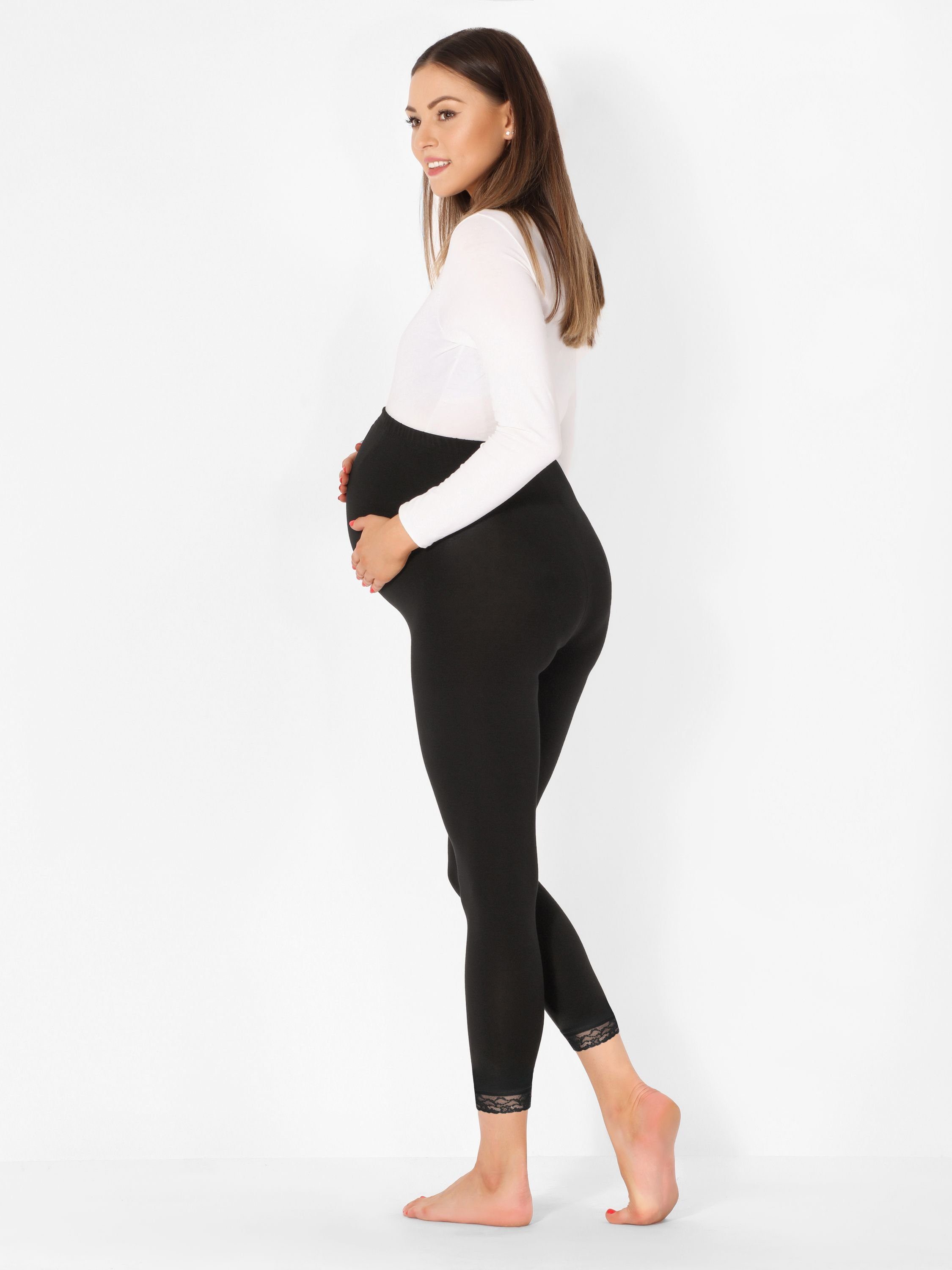 Be Mammy Umstandsleggings Damen 7/8 Umstandshosen BE20-262 (1-tlg) elastischer Bund