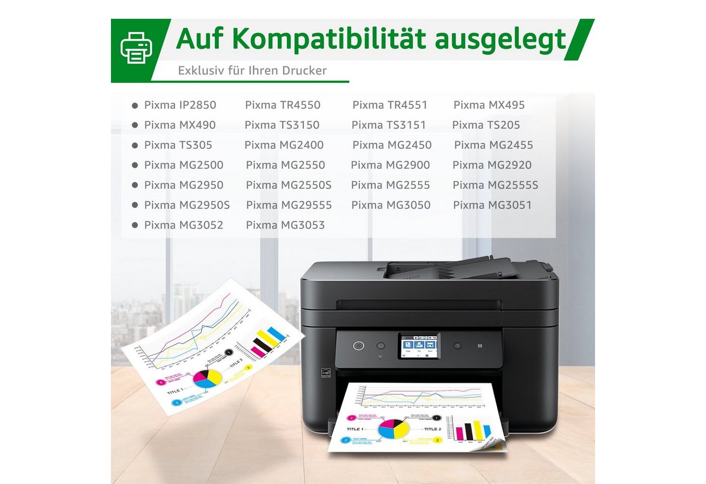 Thumbnail - Greensky PG-545XL ersetzt für CANON 545 Schwarz Tintenpatrone (PIXMA TS3150 TS3151 TR4550 TR4551 MX495 MX490 TS205 TS305...