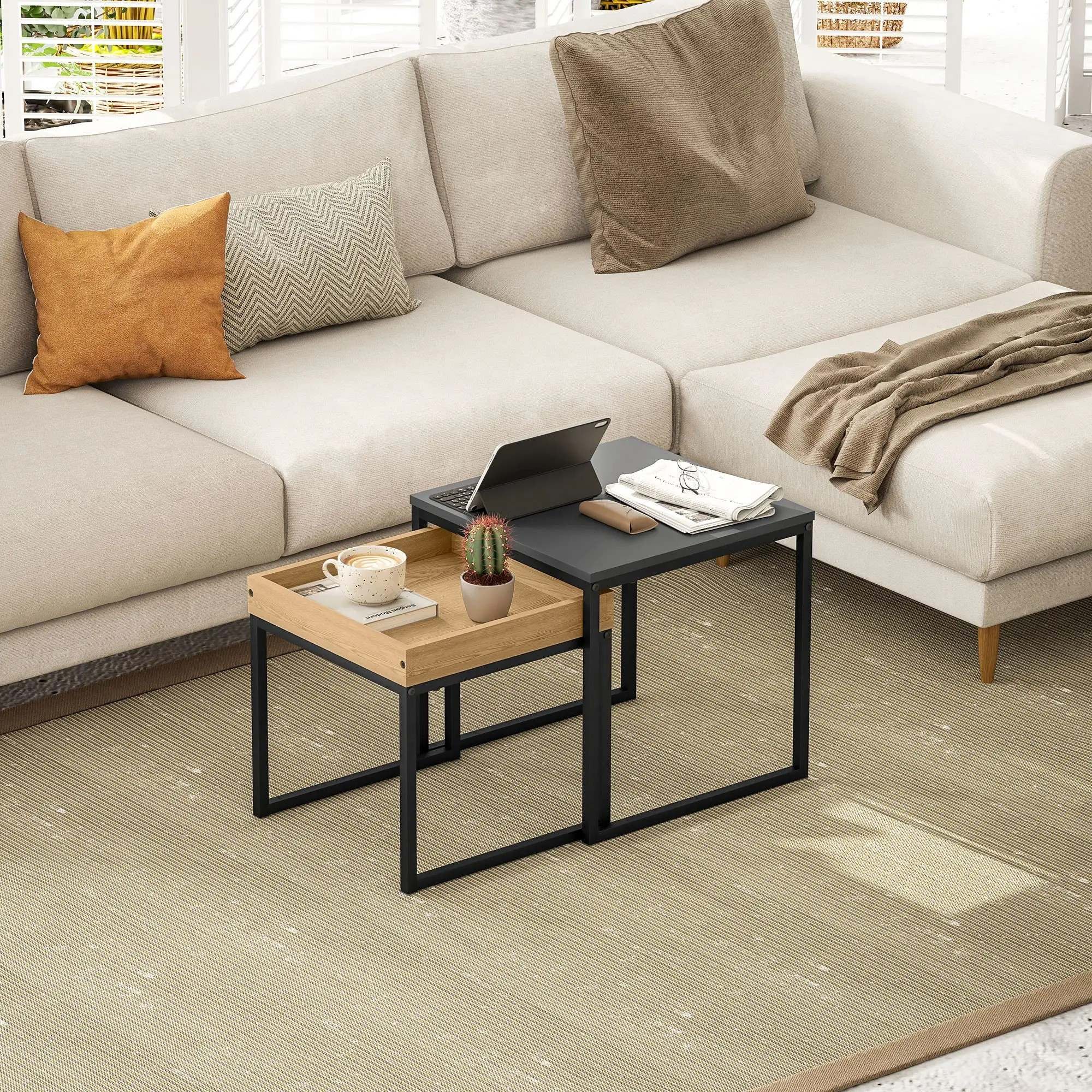 BlingBin Couchtisch 2er-Set Sofatisch Eckiger Beistelltisch, günstig online kaufen