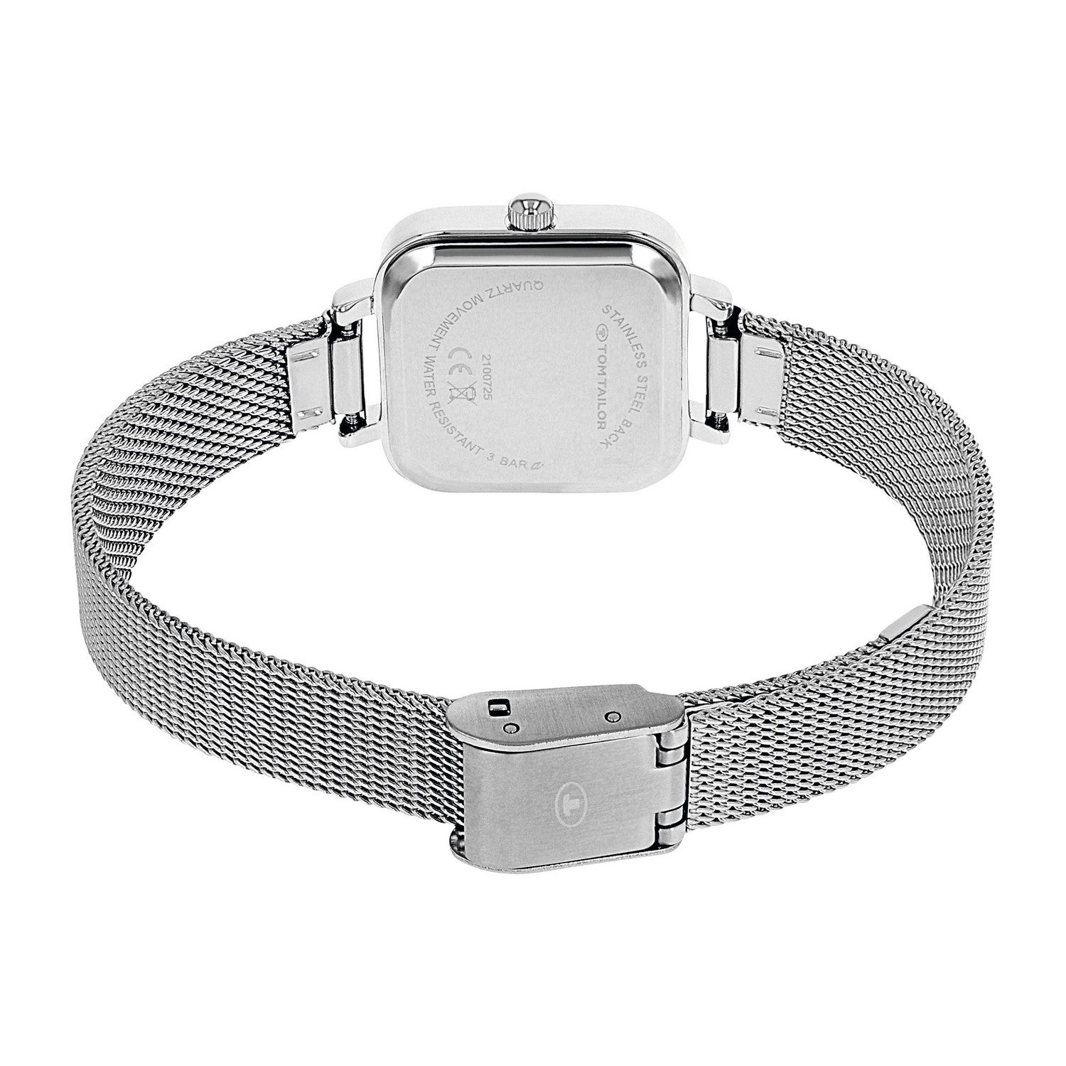 TOM TAILOR Quarzuhr 2100725, Armbanduhr, Damenuhr, Edelstahlarmband, analog, Kristallsteine
