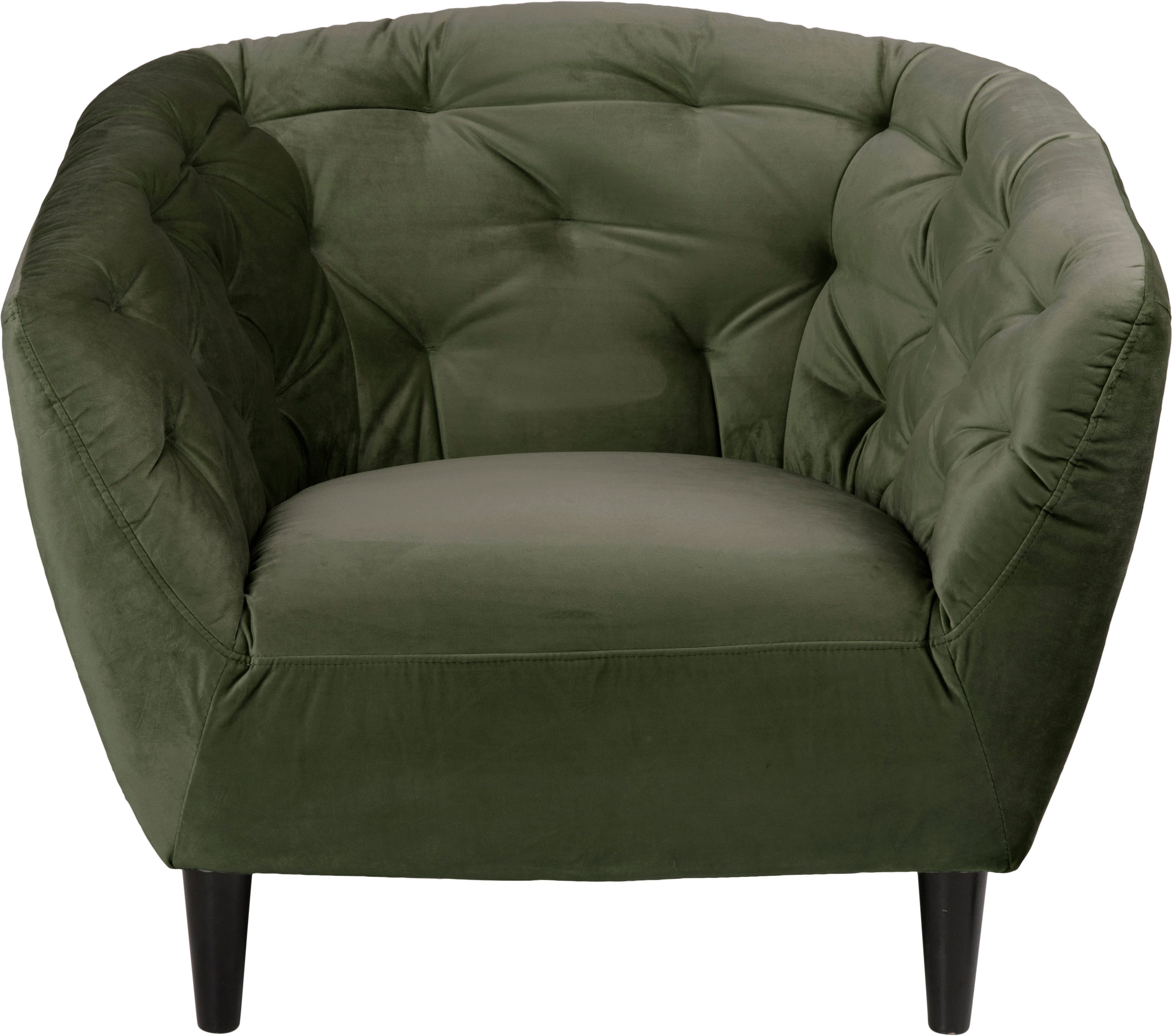 ACTONA GROUP Loungesessel Ria Armlehnstuhl, Polstersessel, Einzelsofa, Relaxsessel, 1-Sitzer, Samtstoff, Massivholz-Beine, Taschenfederkern, Tufting