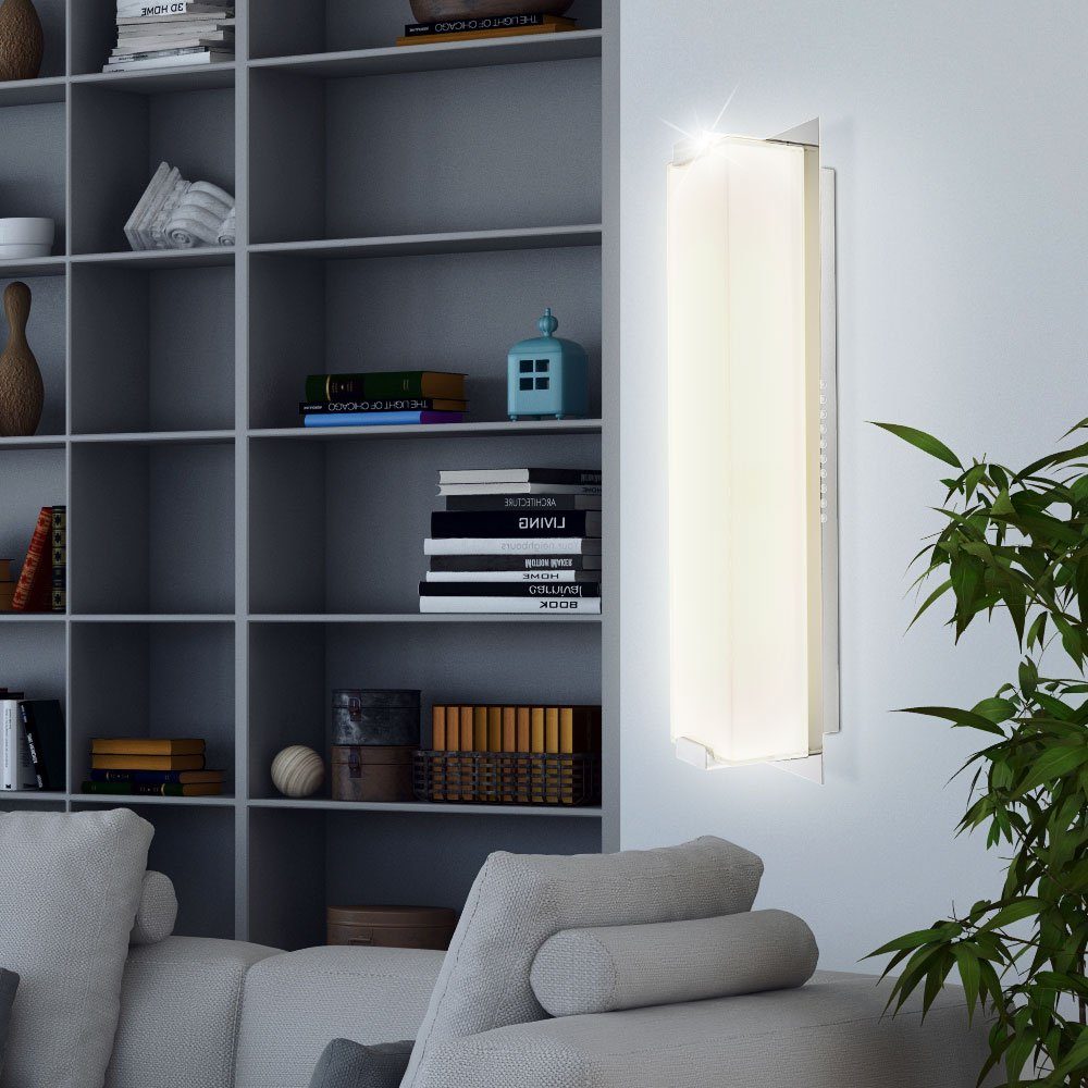 GLOBO LIGHTING LED Wandleuchte, LED-Leuchtmittel fest verbaut, Warmweiß, LED Wandleuchte Wandlampe Glas Chrom 43 cm Wohnzimmer Schlafzimmer