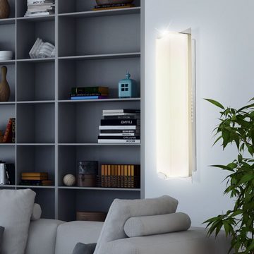 etc-shop LED Wandleuchte, LED-Leuchtmittel fest verbaut, Warmweiß, LED Wandleuchte Wandlampe Glas Chrom 43 cm Wohnzimmer Schlafzimmer