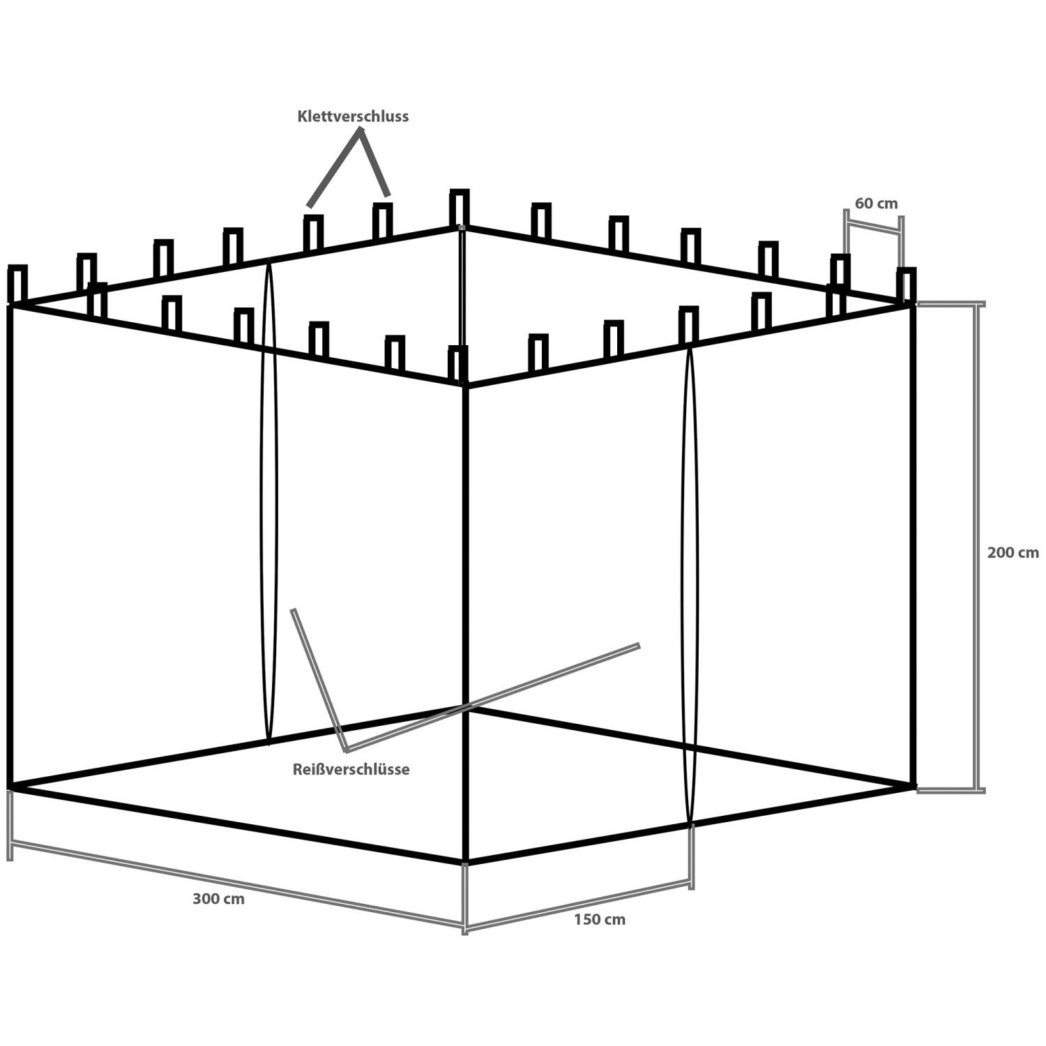 zur Befestigung, 3x3 mit Farbwahl Moskitonetz für Pavillon Fliegengitter, INSTENT Insektenschutz-Vorhang Klettbändern Fliegennetz Pavillon,