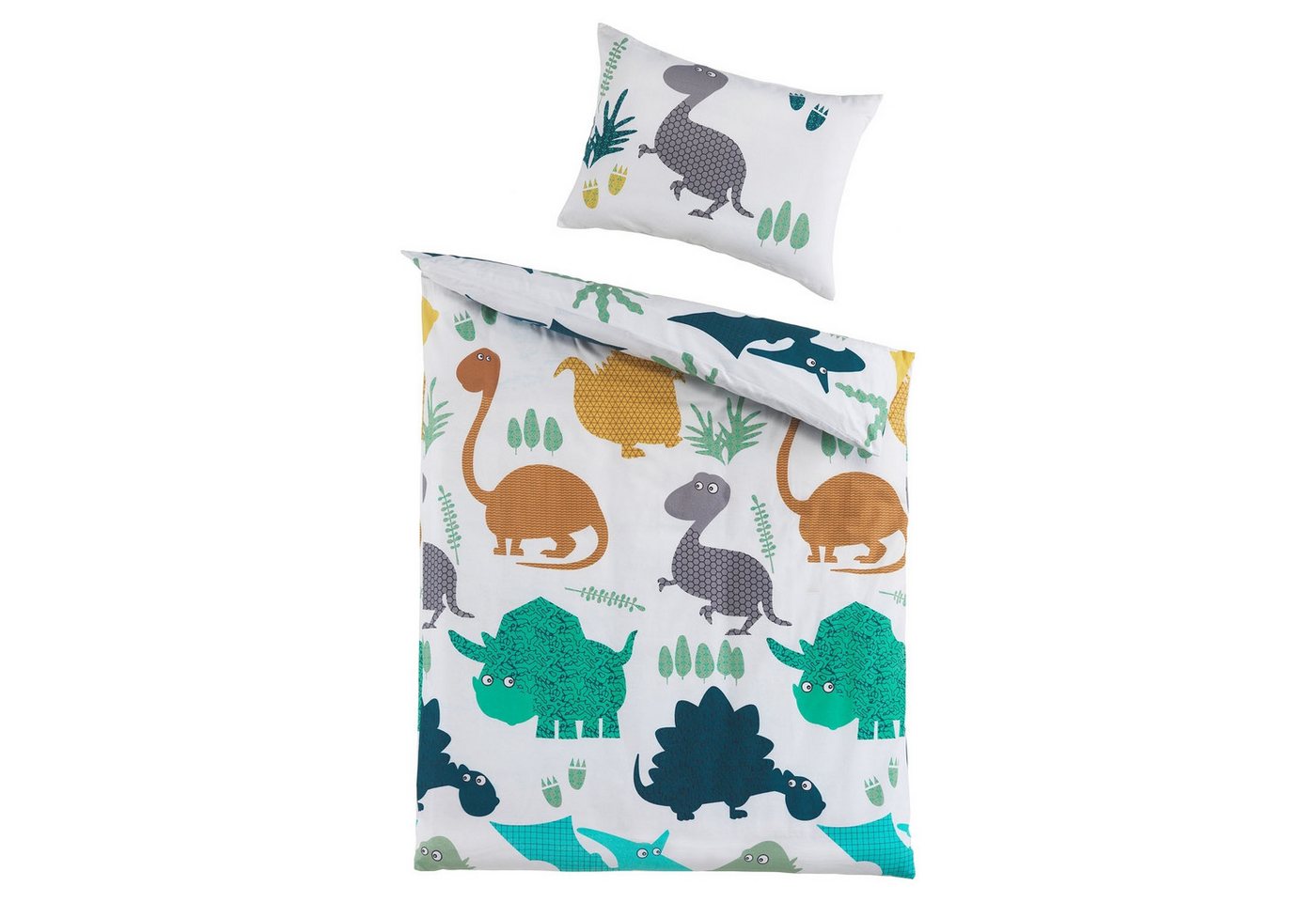 Holiday Heimtex Babybettwäsche DINO, 100 x 135 cm, Mehrfarbig, Baumwolle, 2 teilig, 2-teilig, mit Reißverschluss