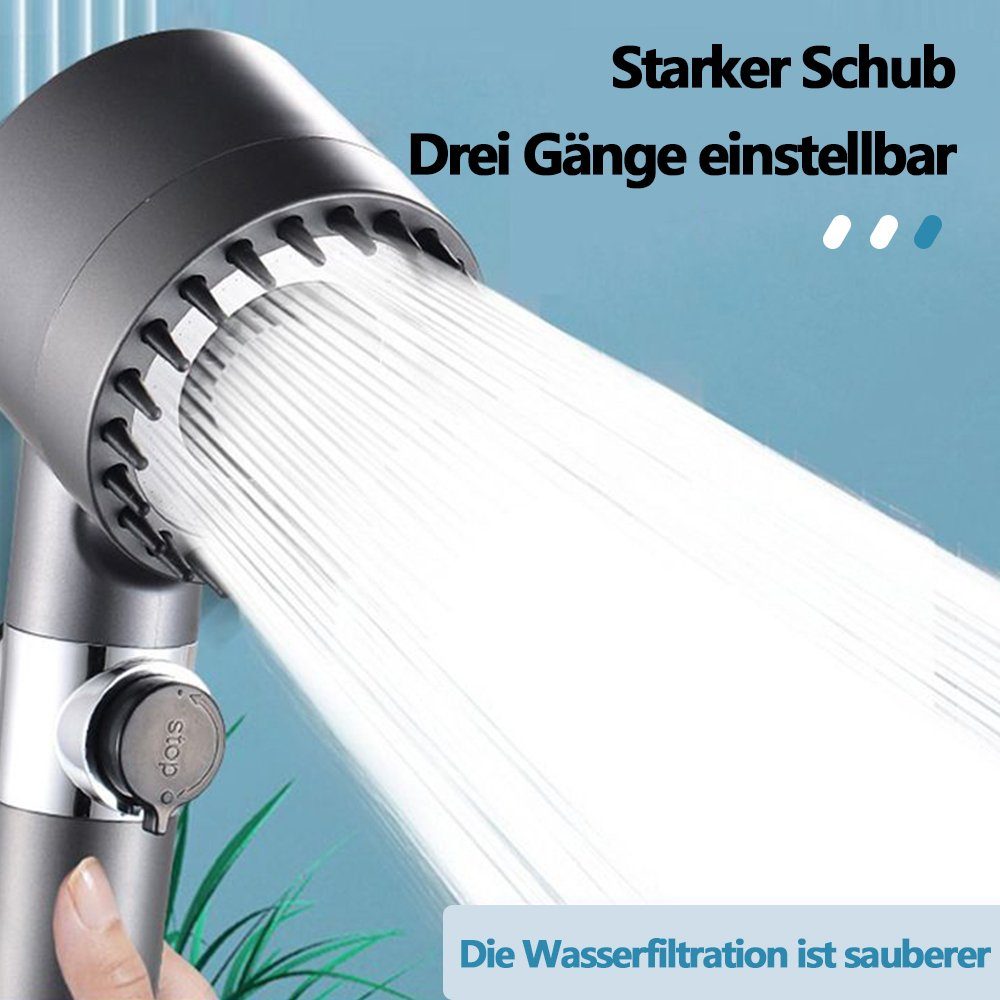 OKWISH Sparduschkopf Brausekopf Strahlarten und Hand mit Dusche Regendusche (Massage Duschkopf 3 Handbrause Duschbrause), Wassersparend Brause Druckerhöhende Filter Schwarz/Rosa Hochdruck Stoppfunktion Duschbrause,