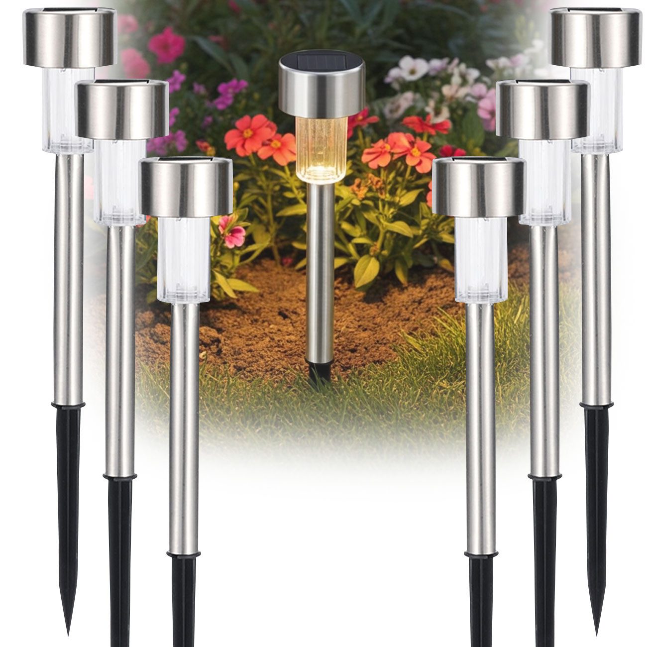 Casativo Gartenleuchte Solar-Wegeleuchten Set mit Erdspiess & Dämmerungssensor, wetterfeste Gartenleuchten