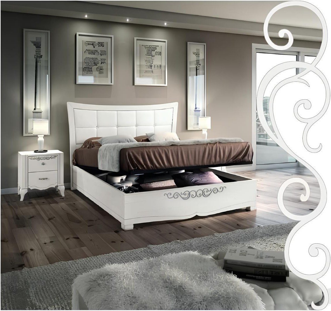 Schlafzimmer-Set Modernes Doppelbett mit Nachttisch in stilvollem Holzdesign