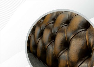 JVmoebel Chesterfield-Sofa, Chesterfield 3 Sitzer Braune Leder Stoff Wohnzimmer Modern Luxus Möbel