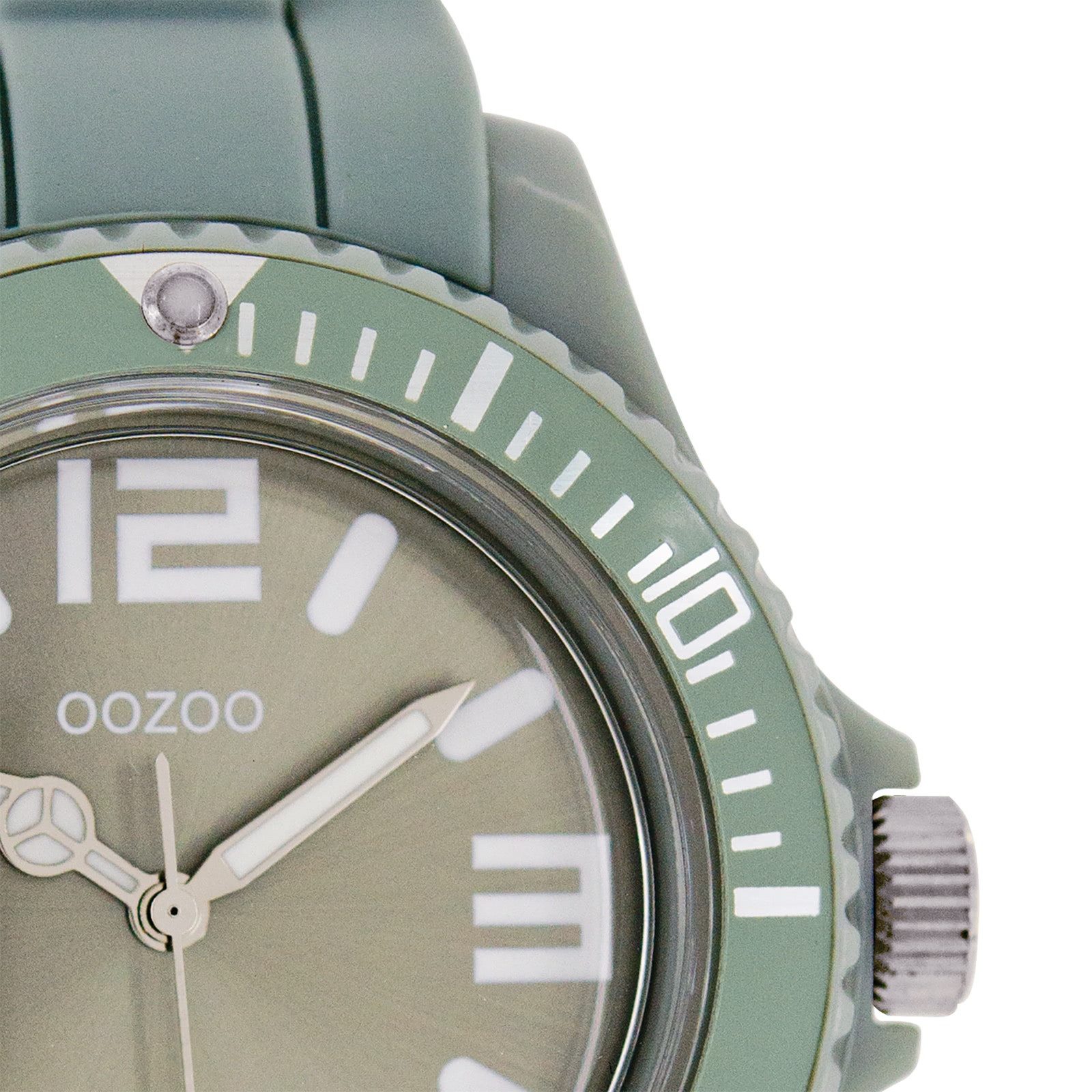 OOZOO Quarzuhr Oozoo Unisex Armbanduhr Vintage Series, (Analoguhr), Damen, Herrenuhr rund, groß (ca. 43mm) Silikonarmband hellgrün