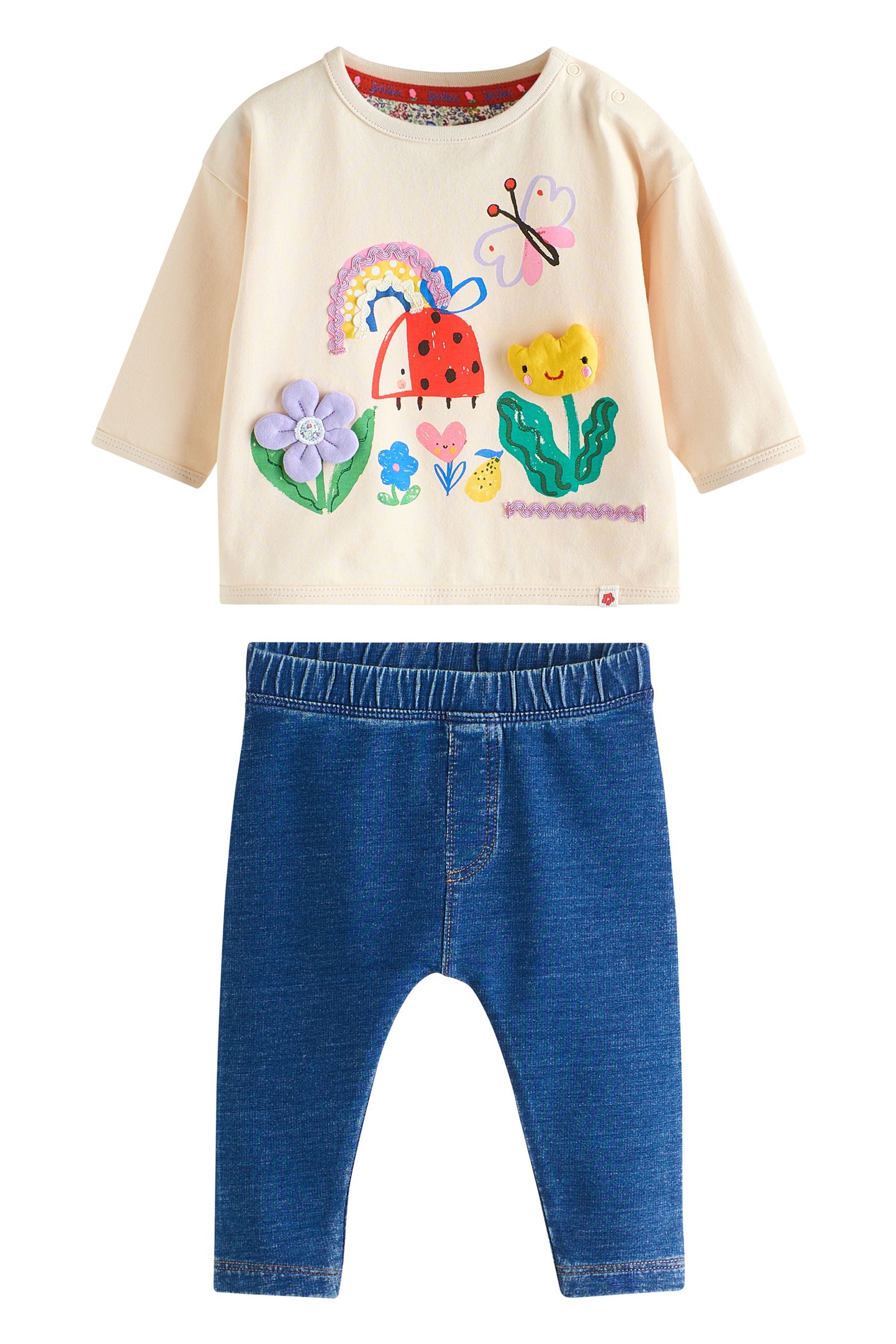 Langarmshirt & Leggings Kurzarmoberteil und Leggings für Babys im Set