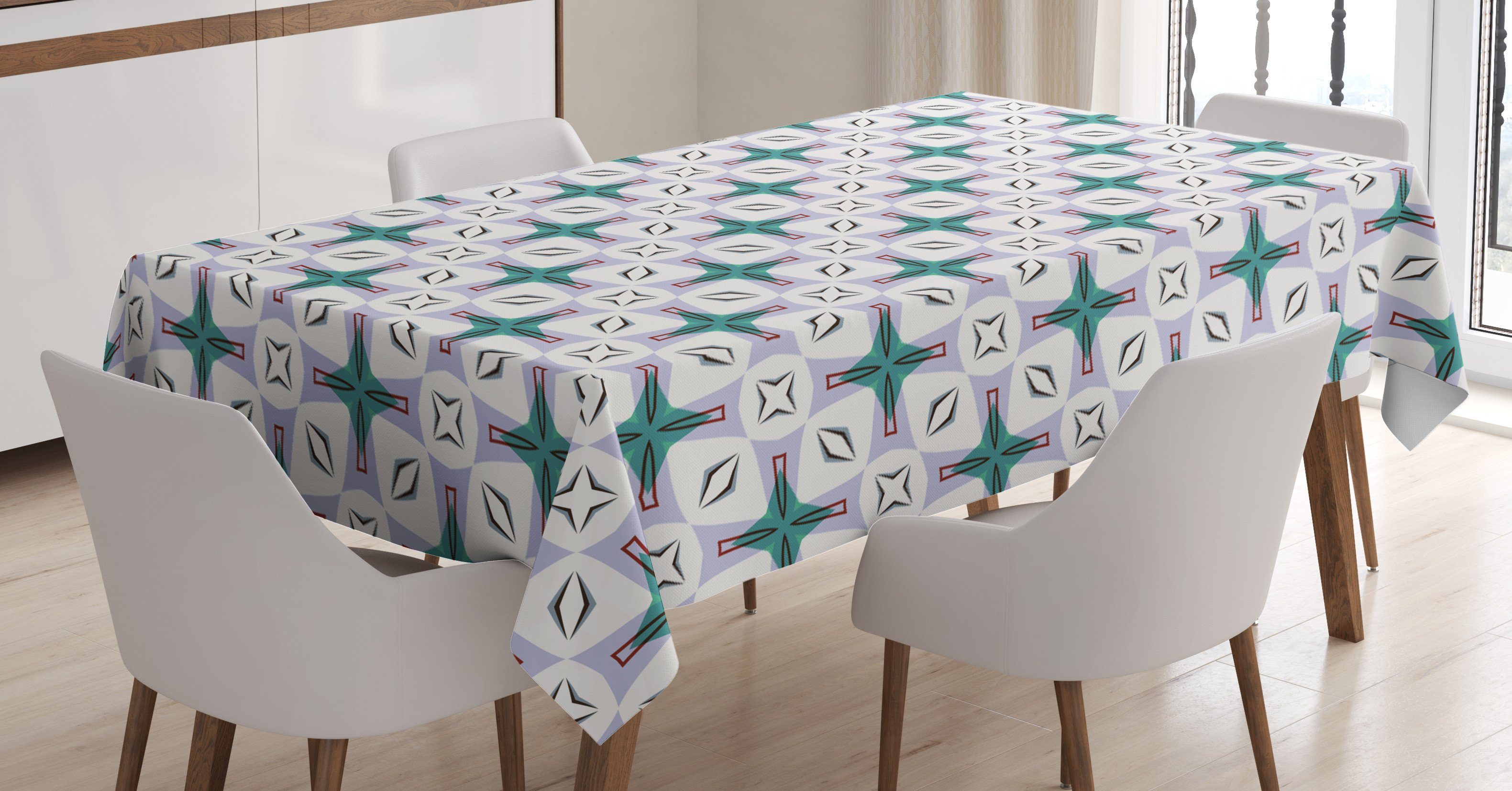 Abakuhaus Tischdecke Farbfest Waschbar Für den Außen Bereich geeignet Klare Farben, Modern abstrakte geometrische