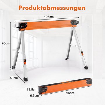 COSTWAY Klappbock, 500 kg max. Belastbarkeit, (2-St), mit Griff, tragbar