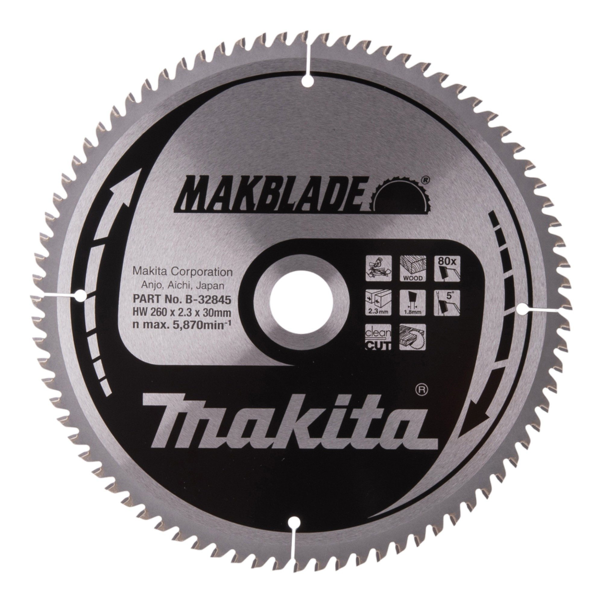 Makita Kreissägeblatt MAKBLADE Kreissägeblatt 260 x 30 x 2,3 mm 80 Zähne (B-32845)