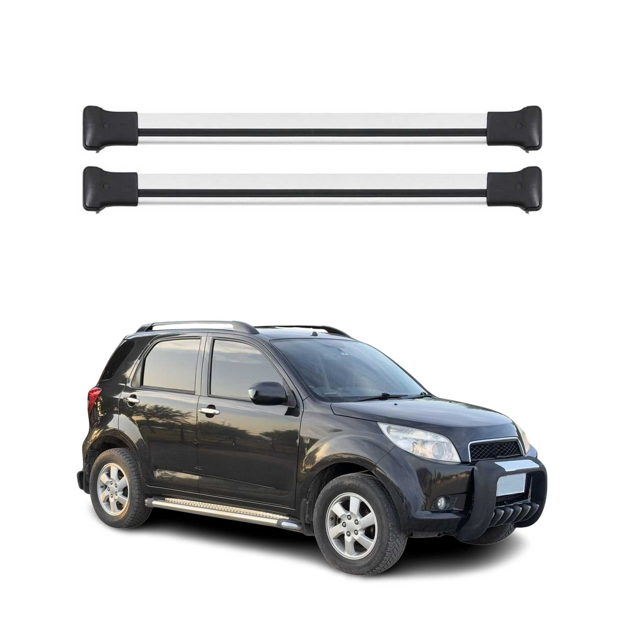 OMAC Dachträger Gepäckträger für Daihatsu Terios 2006-2017 Relingträger Alu Silber 2x (2-St), Wasserbeständig,Abnehmbar,Multifunktional,Leichtgewichtig