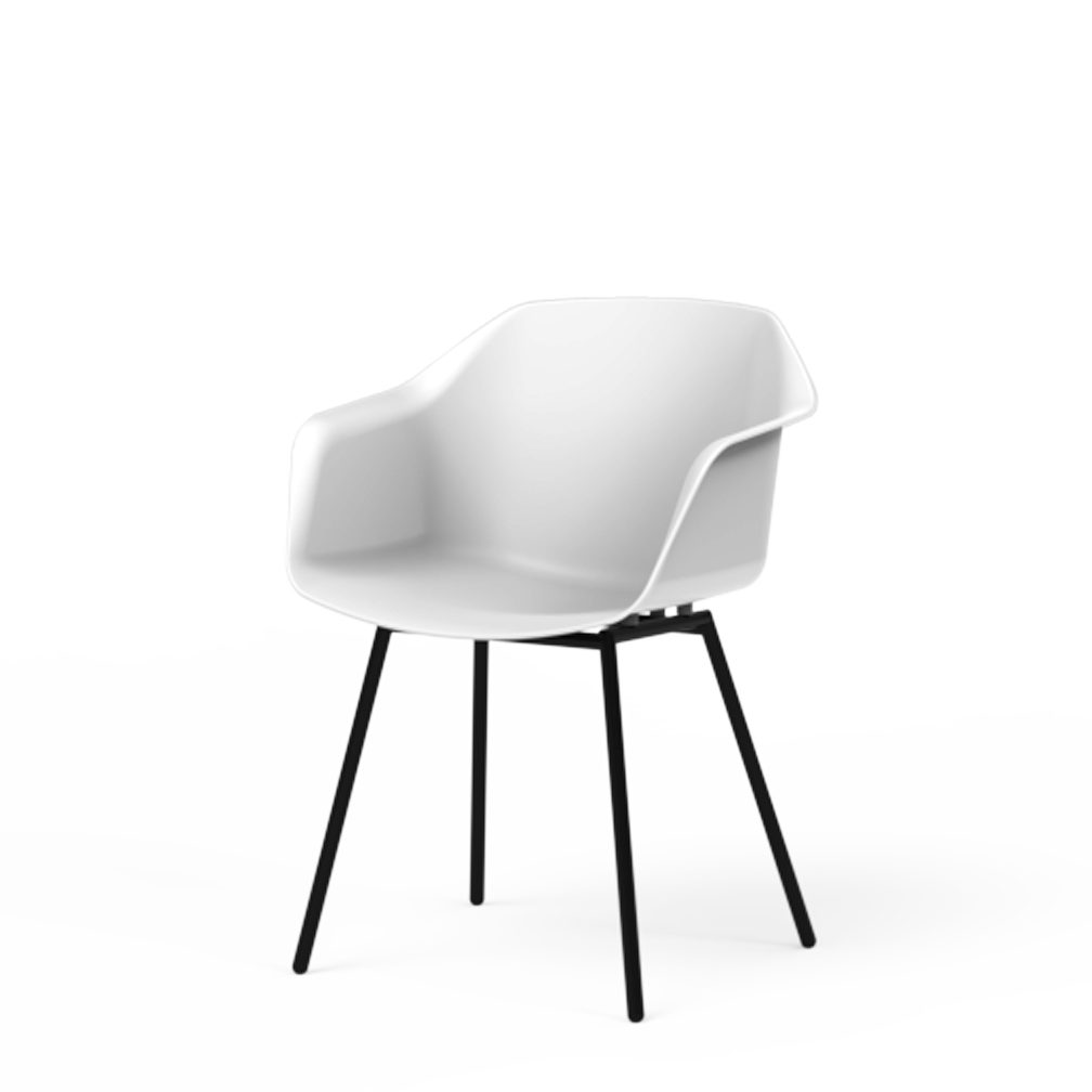 FurnitureElements One, weiß Leaf Premium Kunststoffsitzschale, Schalenstuhl Metallgestell,