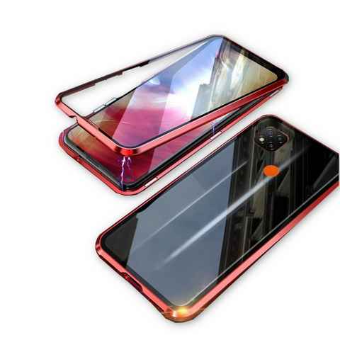 Wigento Handyhülle Beidseitiger 360 Grad Magnet / Glas Case Bumper für Xiaomi Redmi 9C Handy Tasche Case Hülle Cover New Style