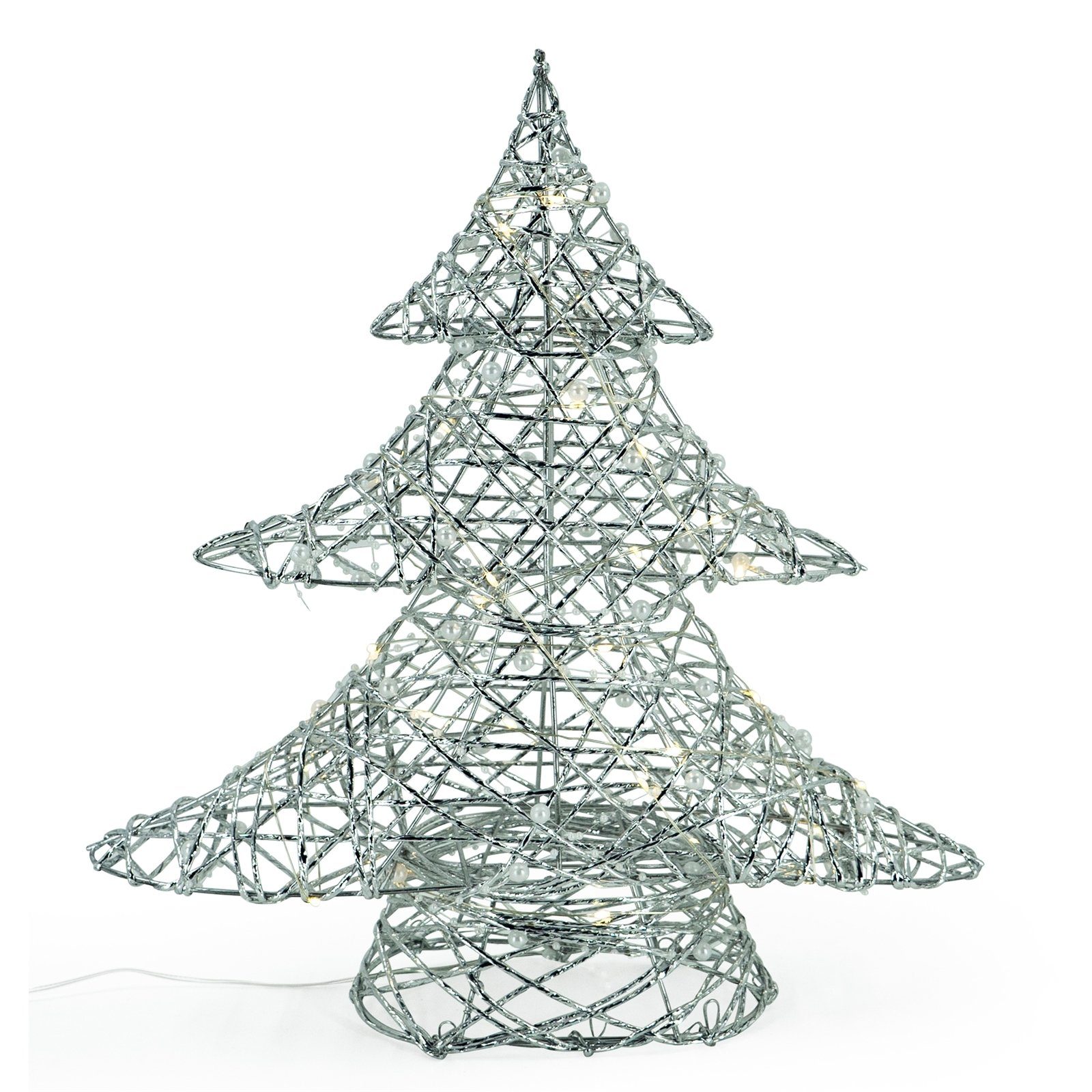 NOOR Dekofigur Winterdekoration LED-Baum mit Perlen (1 LED-Baum ohne Batter günstig online kaufen