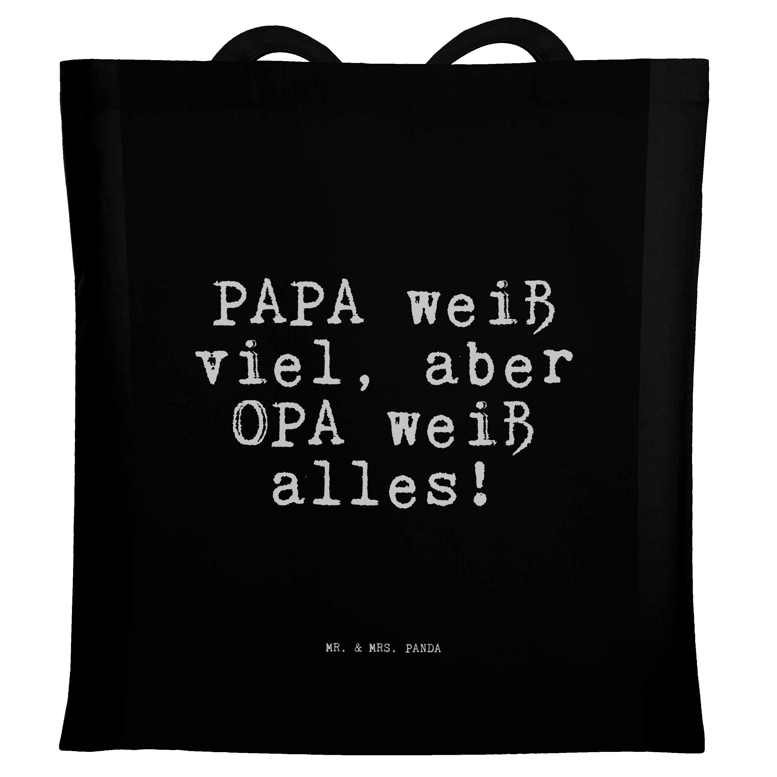 Mr. & Mrs. Panda Tragetasche PAPA weiß viel, aber... - Schwarz - Geschenk, Vatertag, Einkaufstasch (1-tlg)