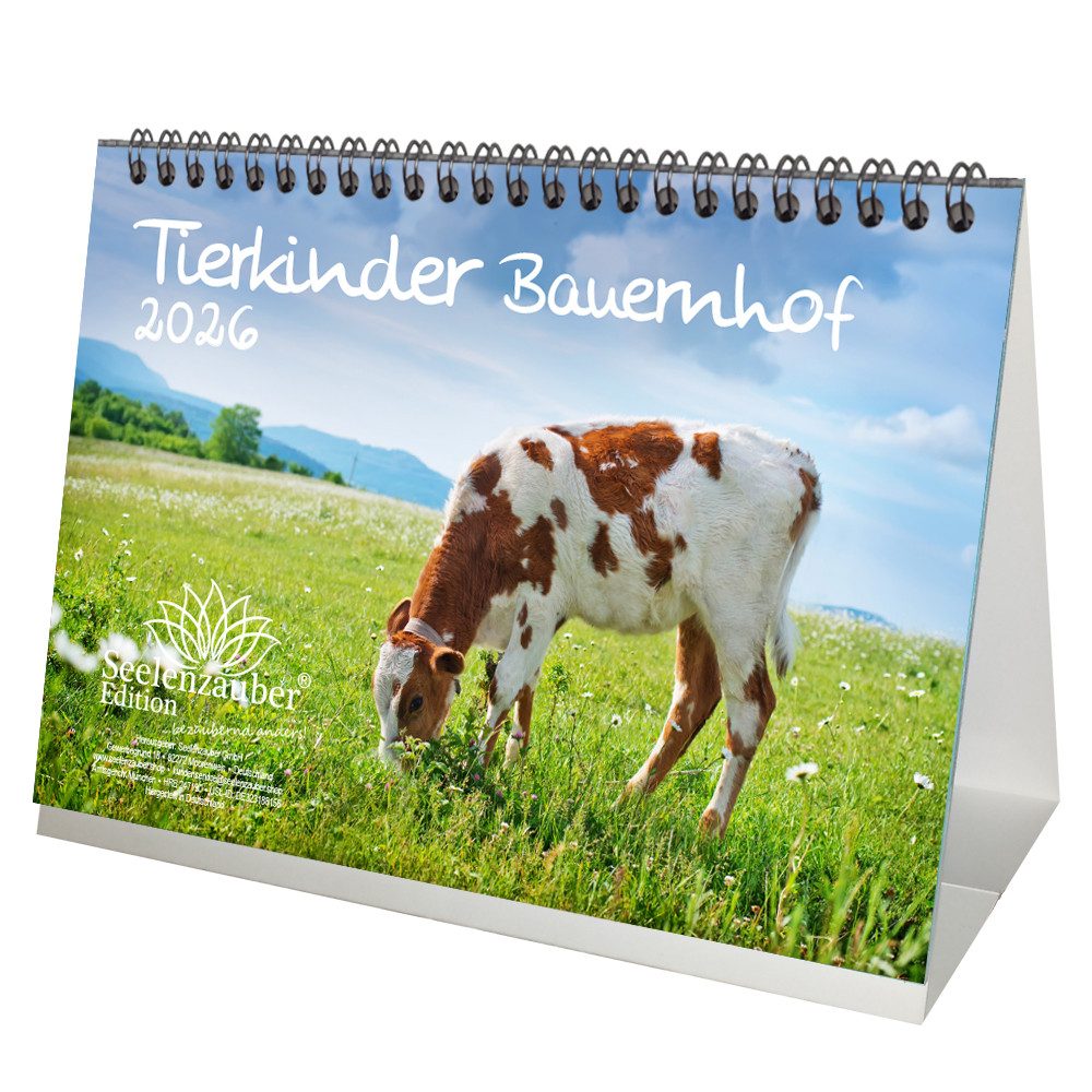Seelenzauber Tischkalender Tierkinder Bauernhof DIN A5 Tischkalender für 2026 Tiere Bauernhof