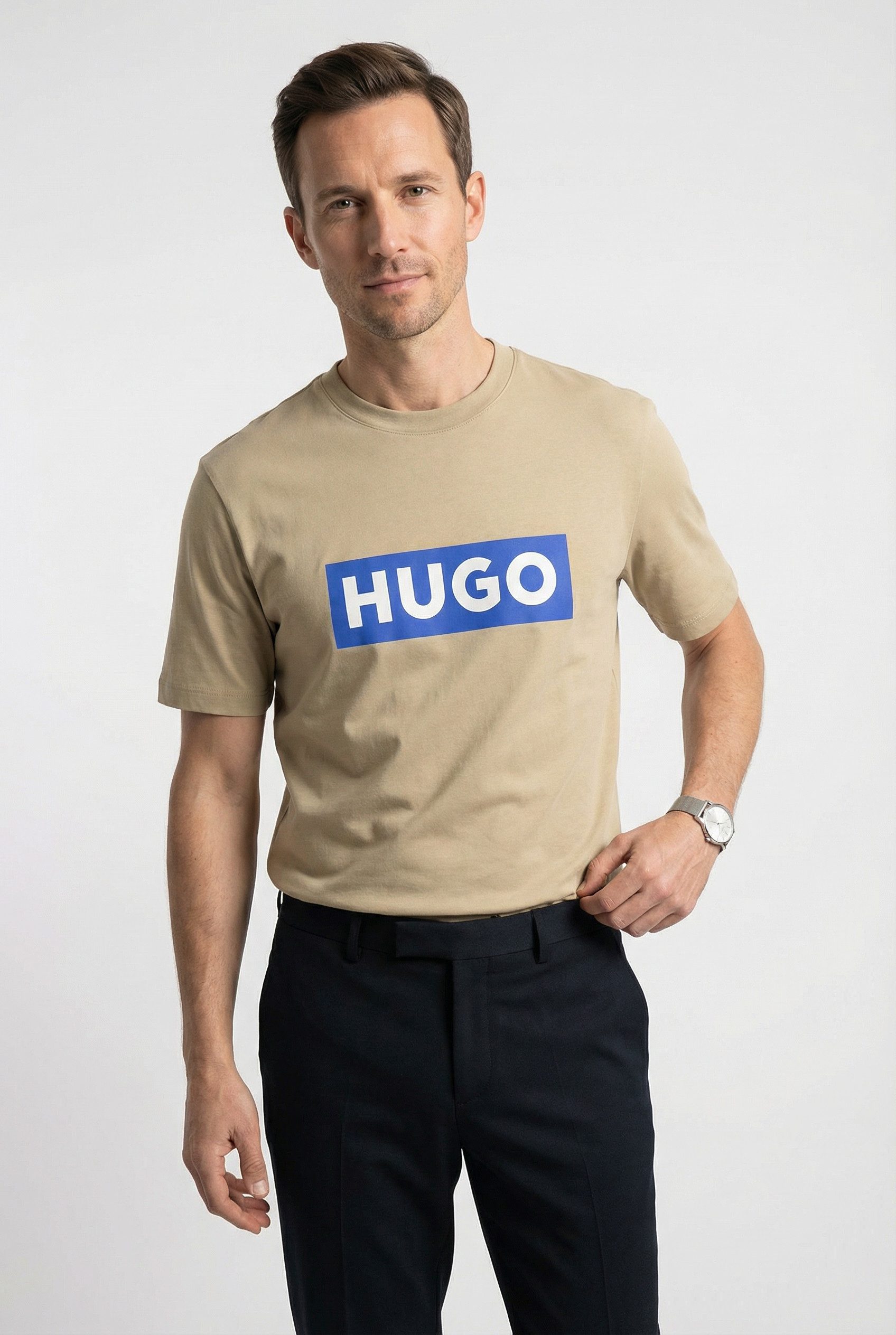 HUGO Blue T-Shirt Nico mit großem Logo-Print, Unisex