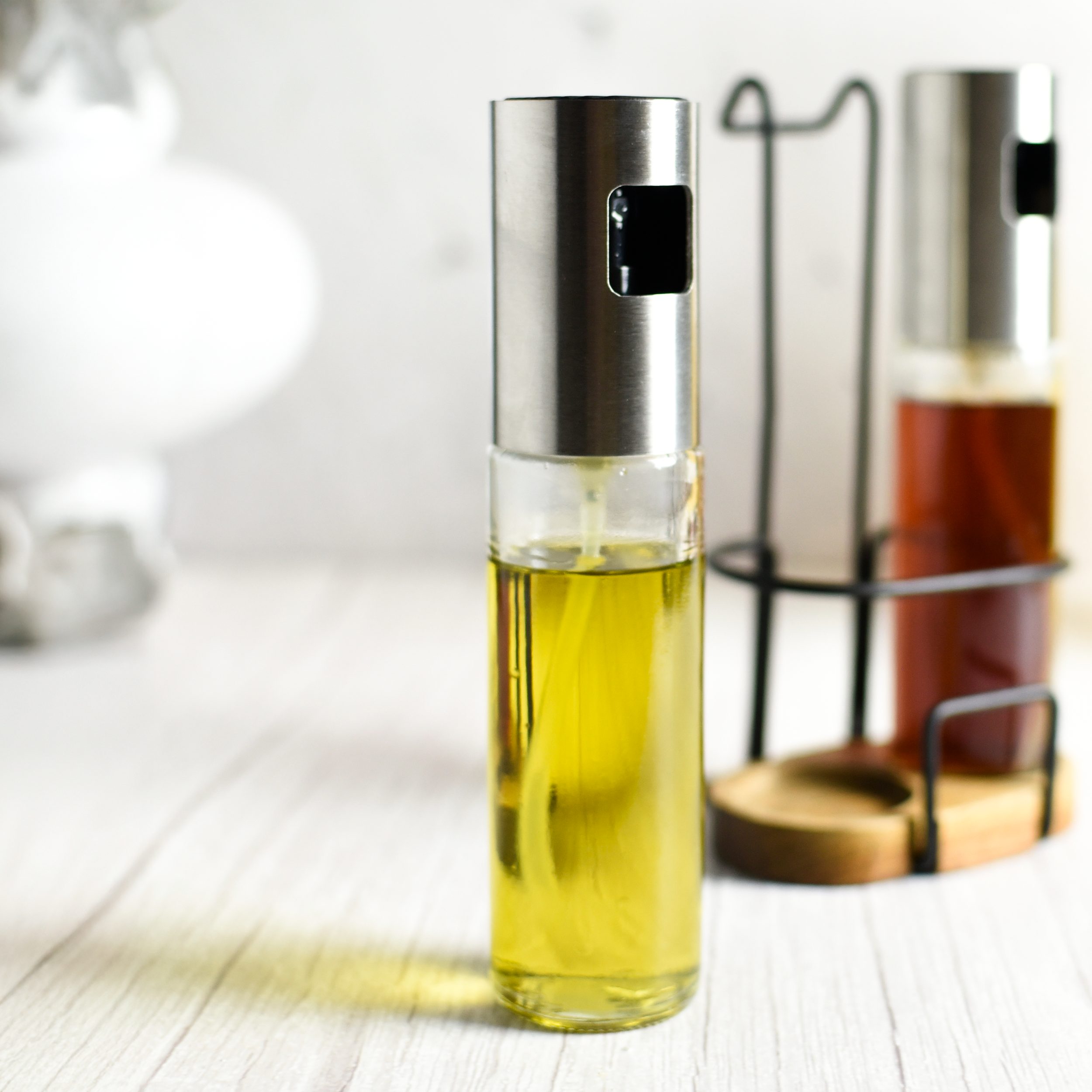 Sendez Essigspender Öl- & Essigsprüher Set aus Edelstahl & Glas, 100 ml mit Halterung, (1-tlg) – Bild 4 von 5