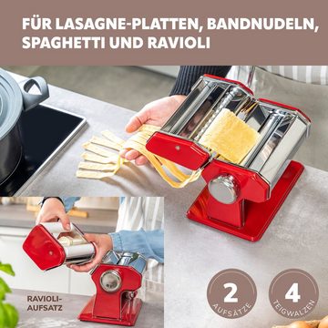 bremermann Nudelmaschine für Spaghetti, Ravioli und Lasagne inkl. Nudeltrocker im Set, 7 Stufen, Edelstahl