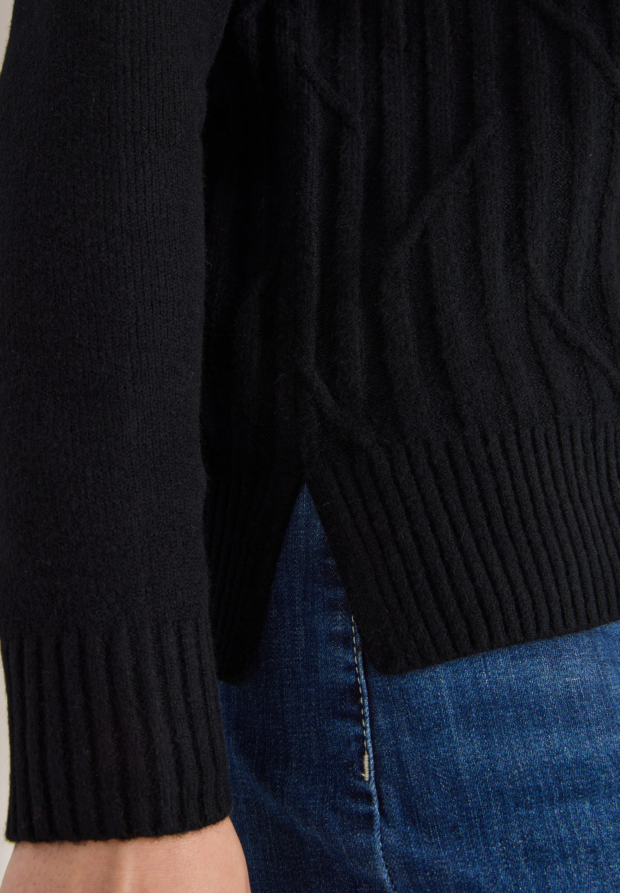 CECIL Rollkragenpullover mit Strick-Muster und Umlegekragen
