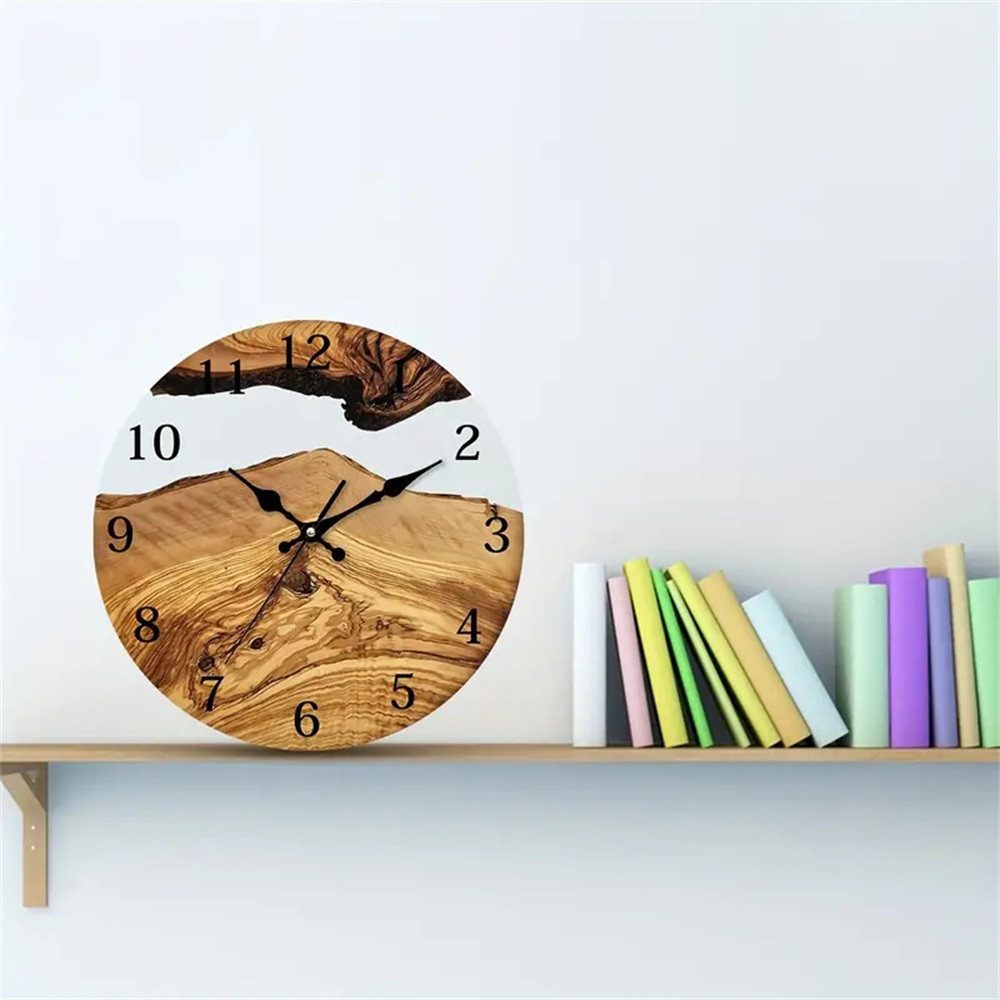 MOPUEA Wanduhr 30cm Rahmenlose Transparente Gehärtete Glas Uhr mit Leisem Quarzwerk (Rustikale Dekorativ für Küche Schlafzimmer Wohnzimmer, Bruchsicher)