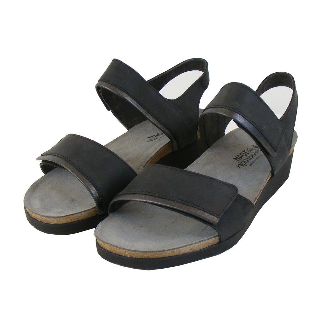 Sandalen Schuhe Leder 19080 matt Damen Aisha Sandalette weit schwarz Naot NAOT