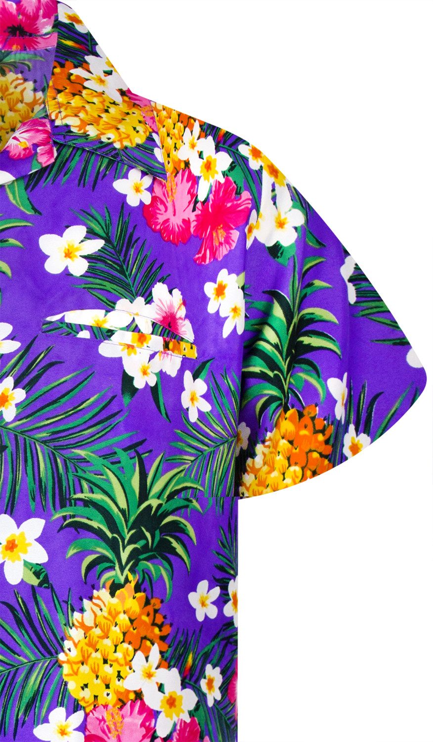King Kameha Hawaiihemd Pineapple Flowers Funky Hawaii-Hemd Kurzarm Front-Tasche Unisex