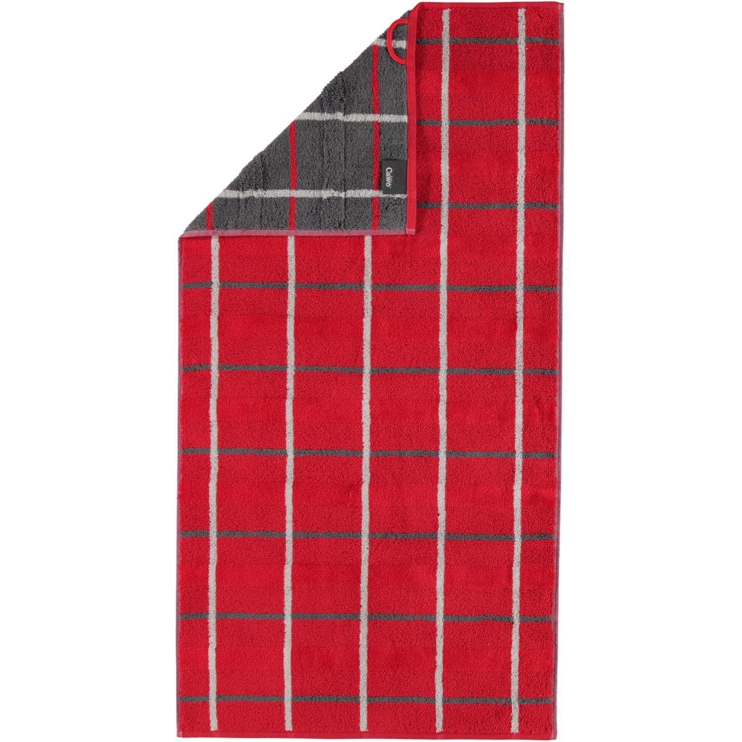 Cawö Handtuch Handtuch Noblesse Square 1079 27 Rot, Walkfrottier (1-St), Karo-Design