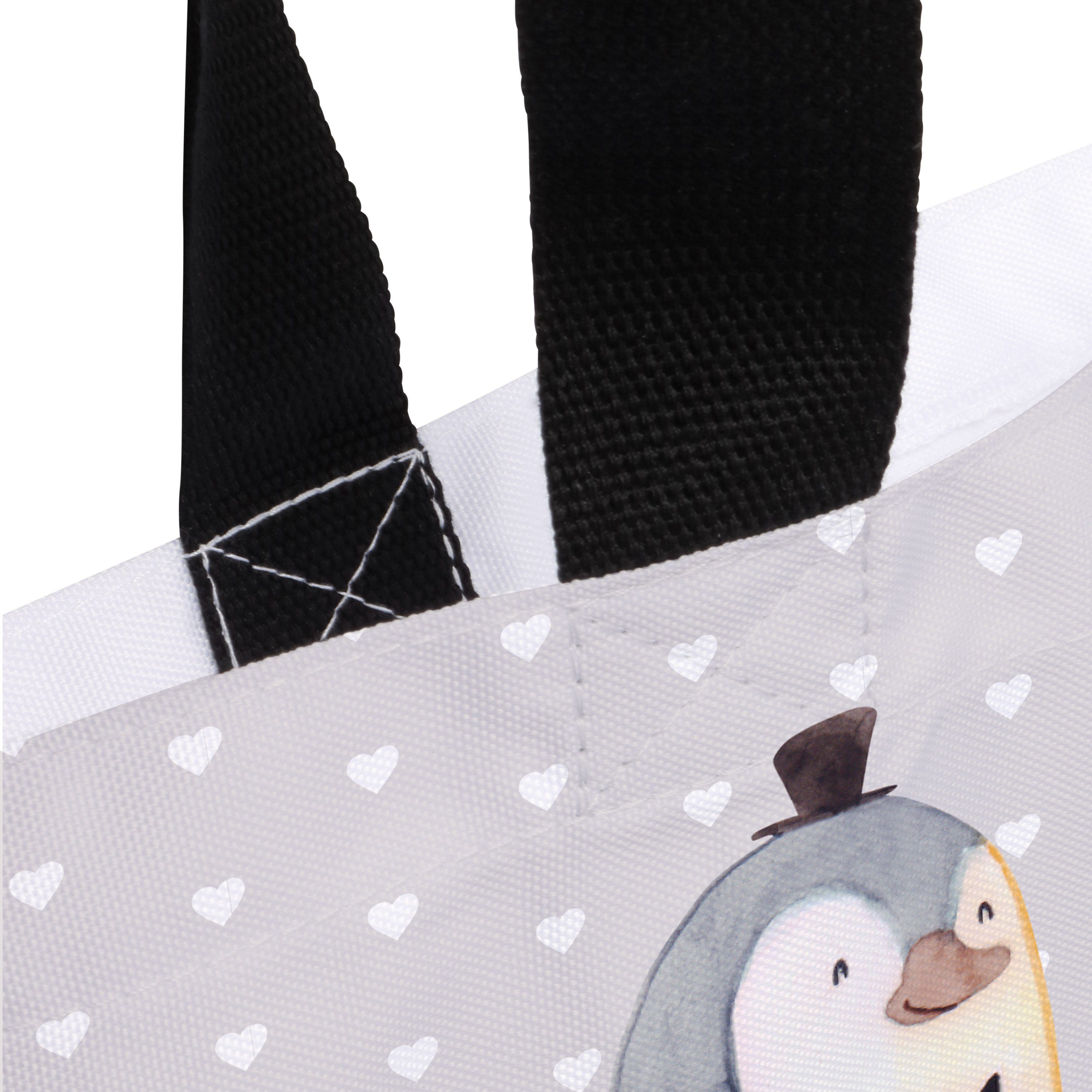 Mr. & Mrs. Panda - Pinguin - Shopper Tragebeute Geschenk, Grau Pastell Heirat Freund, Partner, (1-tlg)