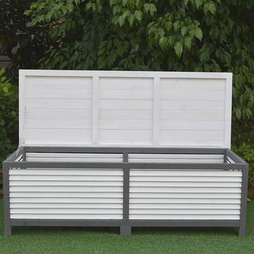 Melko Auflagenbox Auflagenbox Gartenbox Gartentruhe 140CM aus Holz Braun oder Weiß Kissenbox Holztruhe Aufbewahrungsbox Auflagenkiste (Stück), Imprägniert