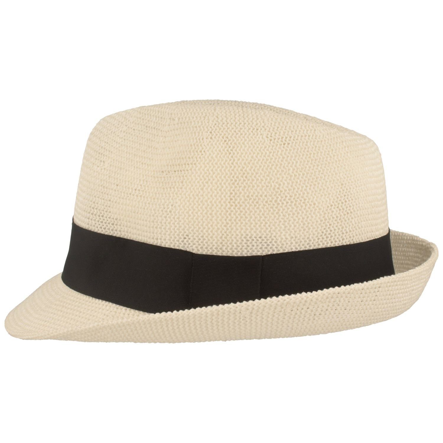 Breiter Strohhut weiss luftiger grobmaschiger Papier Trilby