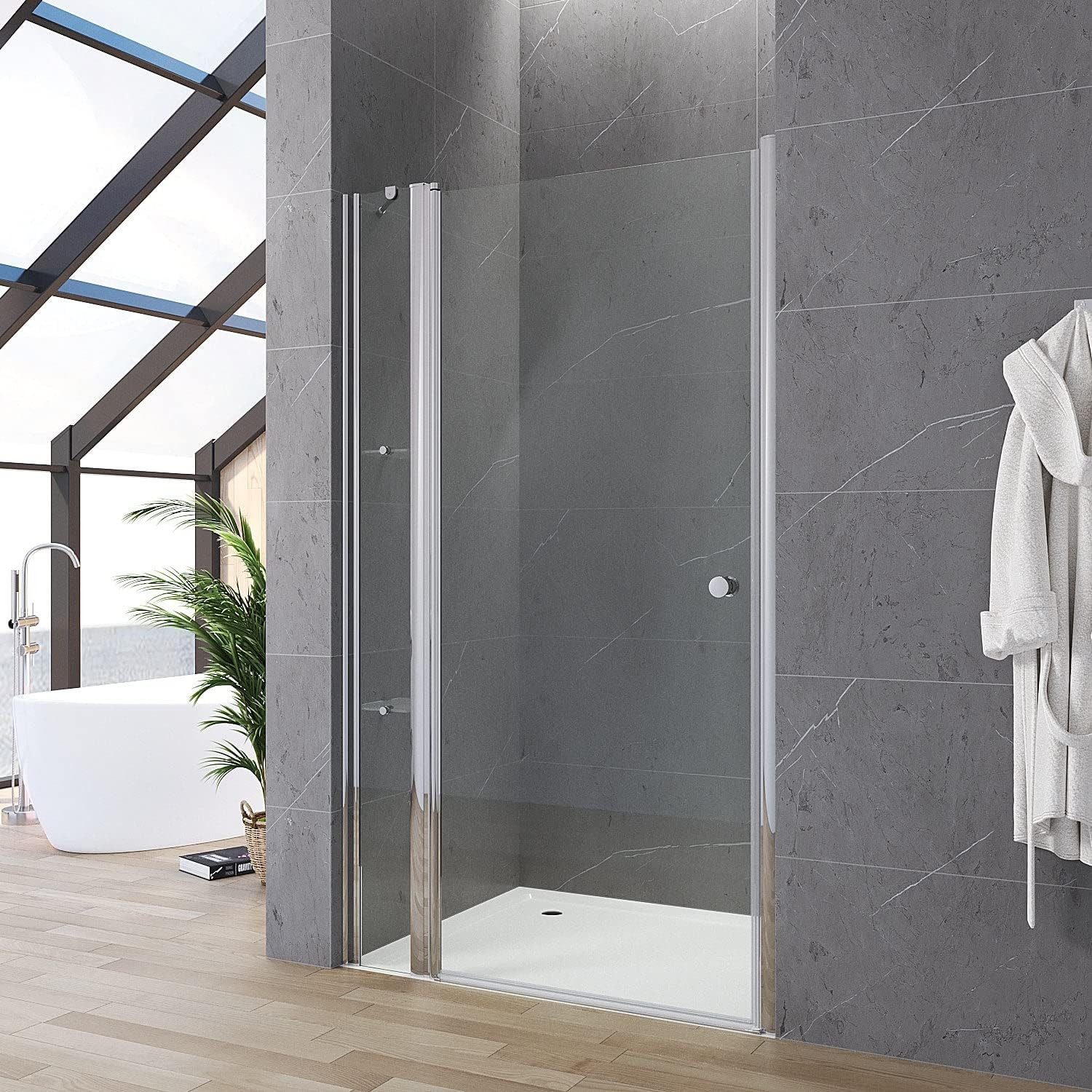 AQUABATOS Dusch-Drehtür Duschabtrennung Nischentür Duschtür mit Festteil Si günstig online kaufen