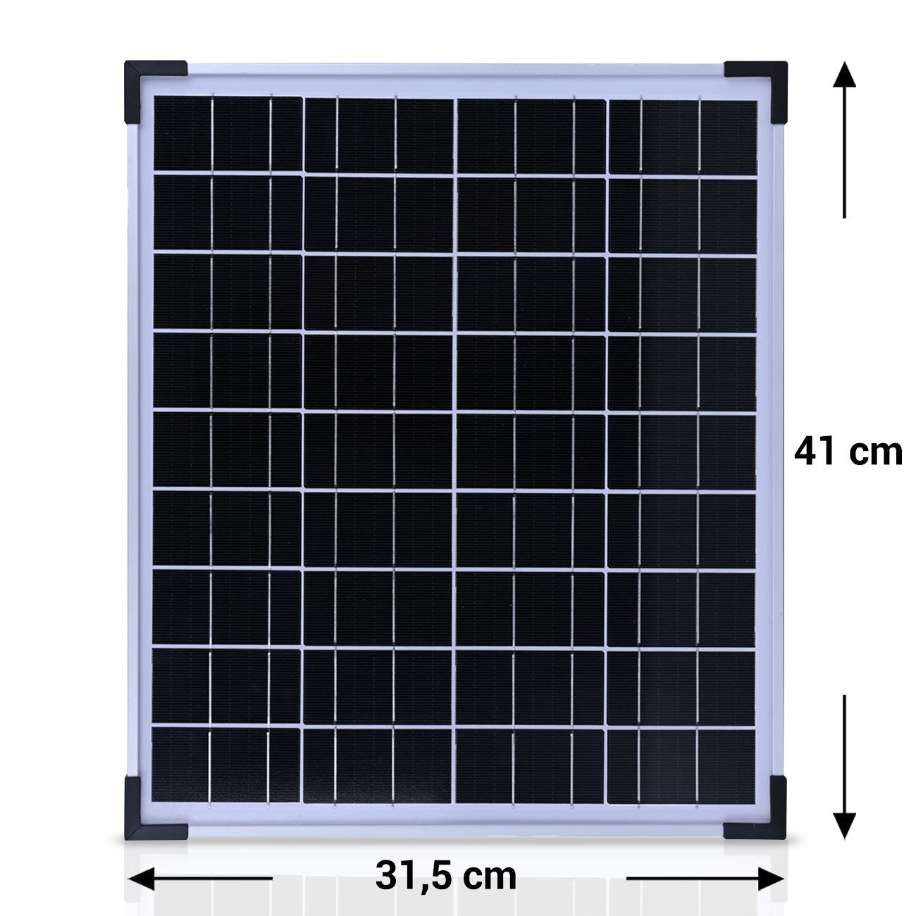 Casativo Solarmodul Monokristallines Solarpanel 20W 21,6V Modul für 12V Batterien, 3,5m Anschlusskabel/mit Glasplatte /für Outdoor