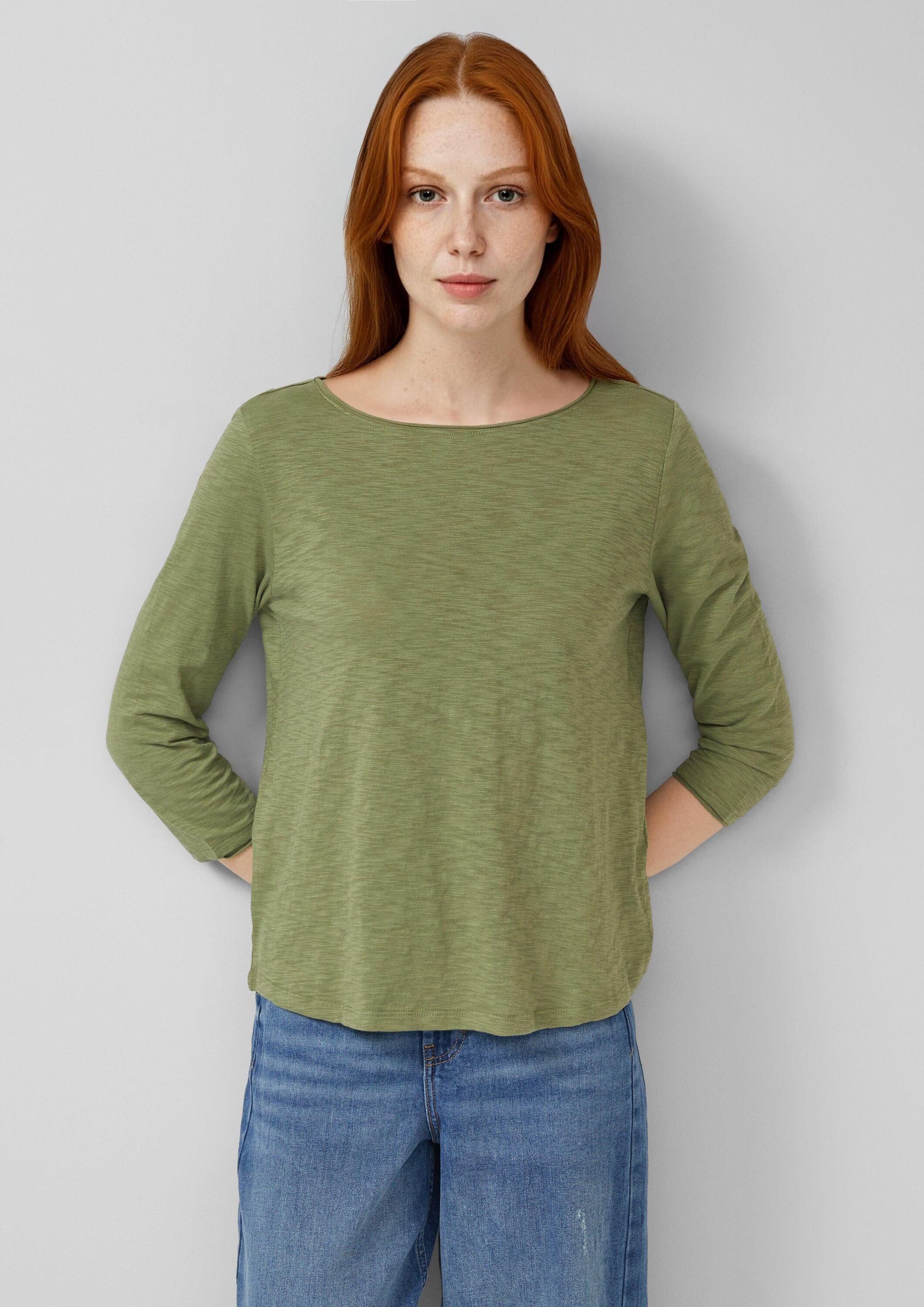 s.Oliver 3/4-Arm-Shirt T-Shirt Shirt mit Flammgarnstruktur und 3/4-Ärmeln günstig online kaufen
