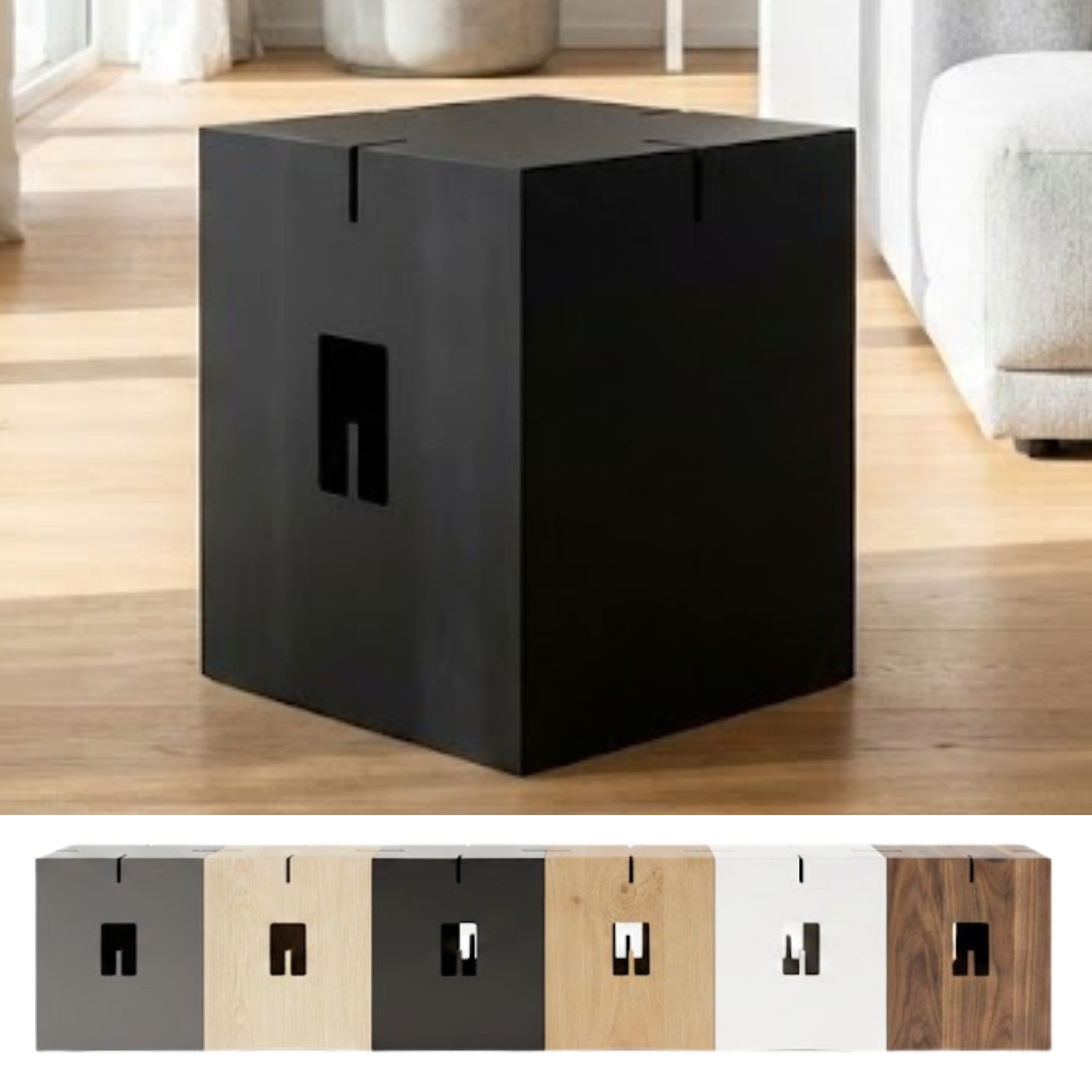 never sit alone Sitzhocker Holz - handgefertigt - Sitzwürfel - verkettbar - Design Hocker (Hocker einzeln oder als Set kombinierbar – Design Sitzhocker - belastbar bis 120 kg, 6 Varianten verfügbar, 1 St., Beistelltisch oder als Sitzgelegenheit), Hochwertige Handarbeit