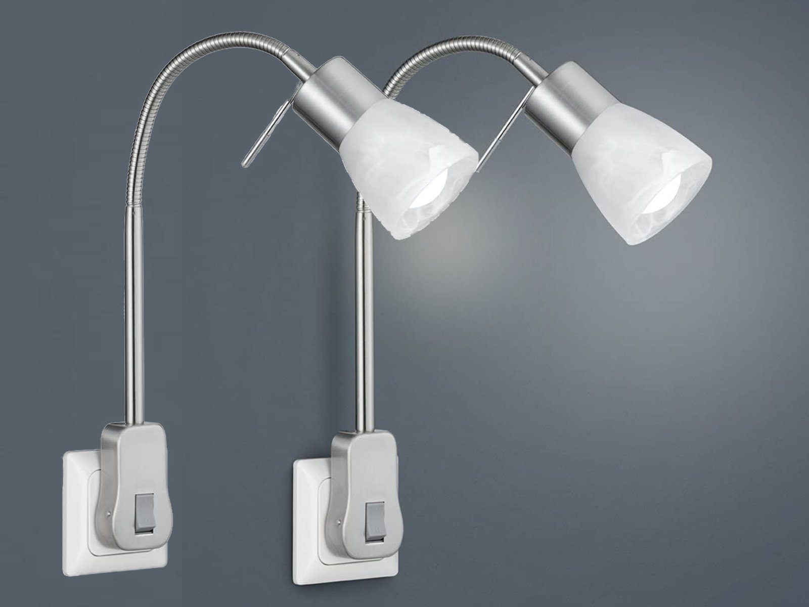 Nachttischlampe H Stecker Dimmfunktion, mit und LED 40cm Wand-lampe meineWunschleuchte Bett 2erSet Warmweiß, wechselbar, Leselampe, Schalter LED