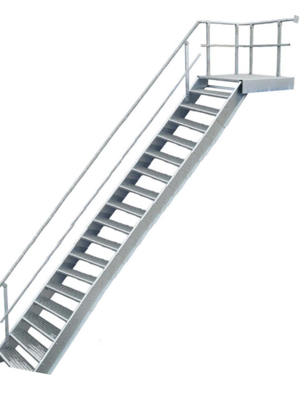 SRM Design Außentreppe 17 Stufen + Podesttreppe Geländer links breite 100cm höhe 299-360cm