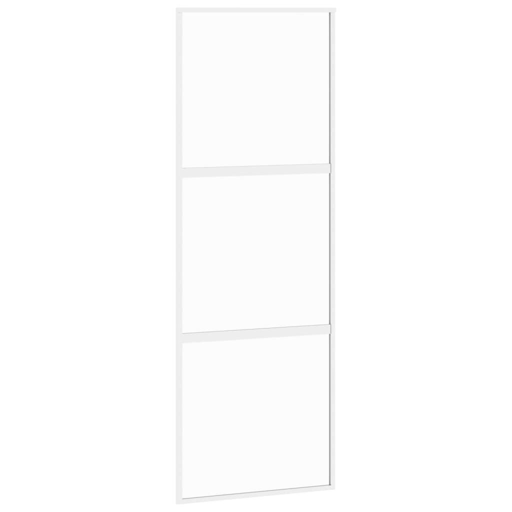 vidaXL Zimmertür Schiebetür Zimmertür Glas Weiß 76x205 cm Hartglas und Aluminium