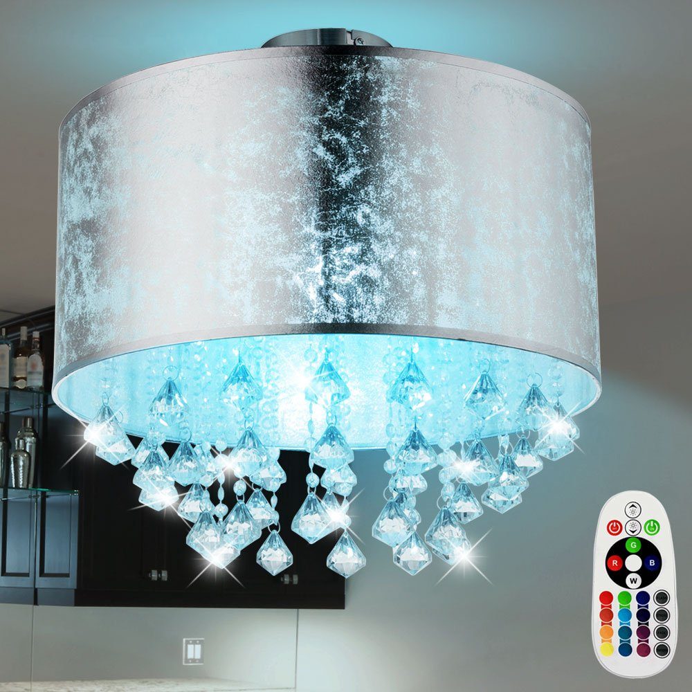 RGB LED Stoff Hänge Lampe Blätter Wohn Zimmer Beleuchtung dimmbar Fernbedienung 