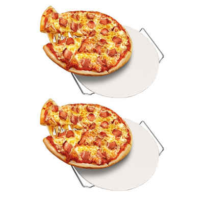 Mojawo Wasserkessel 2er Pizza Steinplatte Pizzaplatte Brotbackplatte Pizzateller Ø33cm